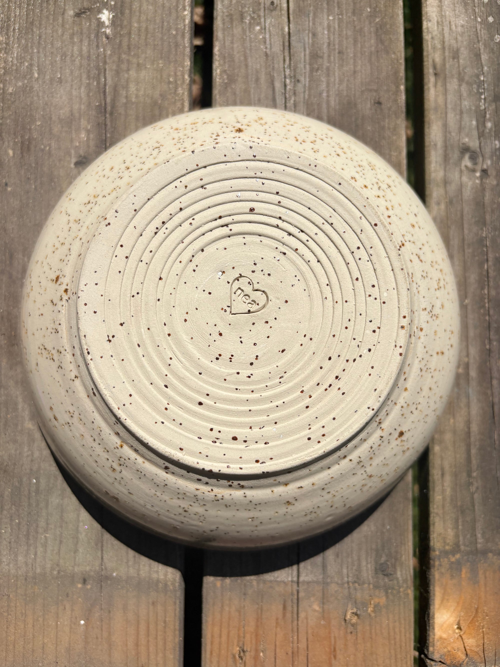 “eat, drink and fuck off by 9pm" round salad/pasta bowl (pastels, flecked clay)