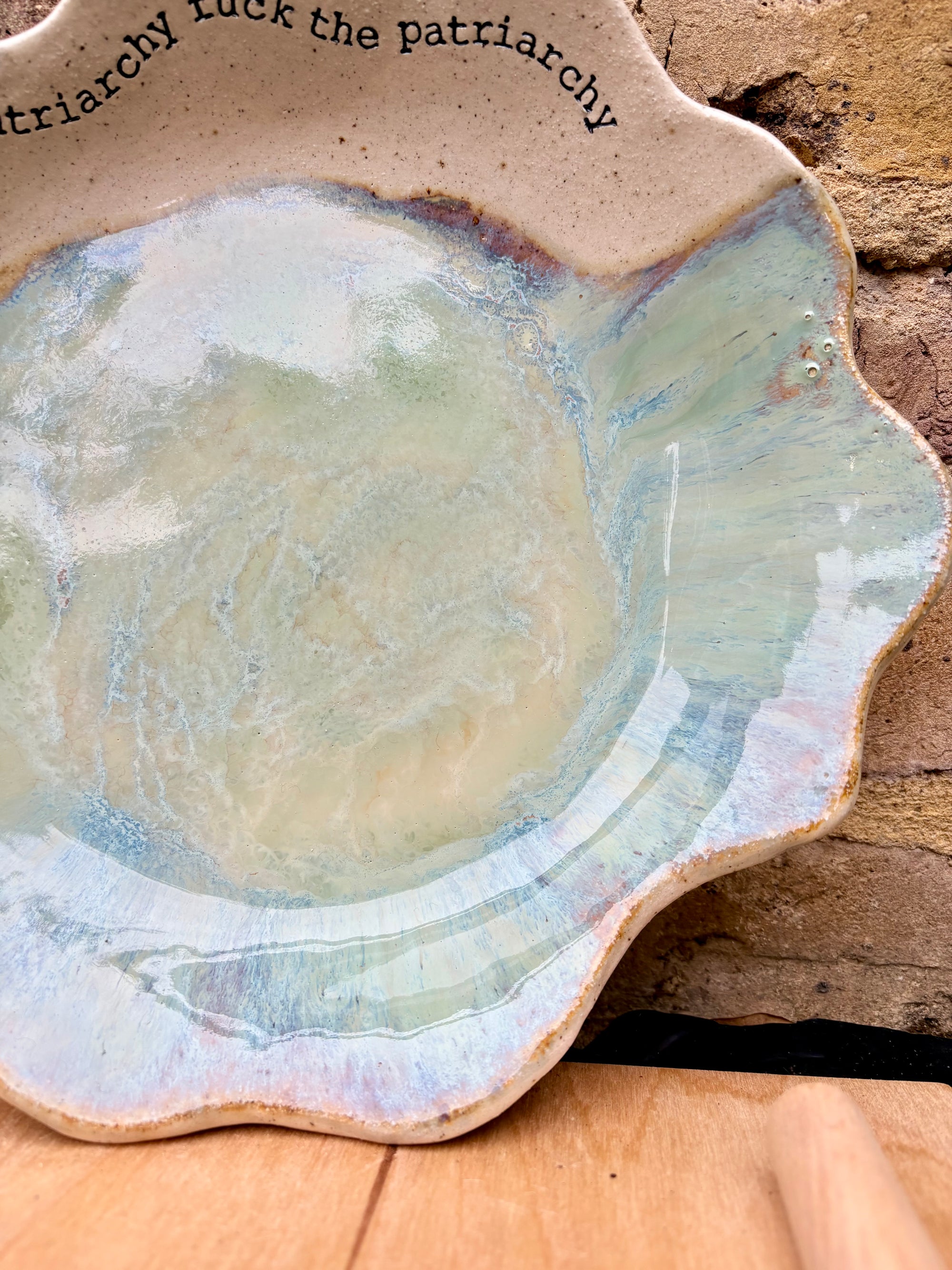 “fuck the patriarchy" large fruit bowl/dish