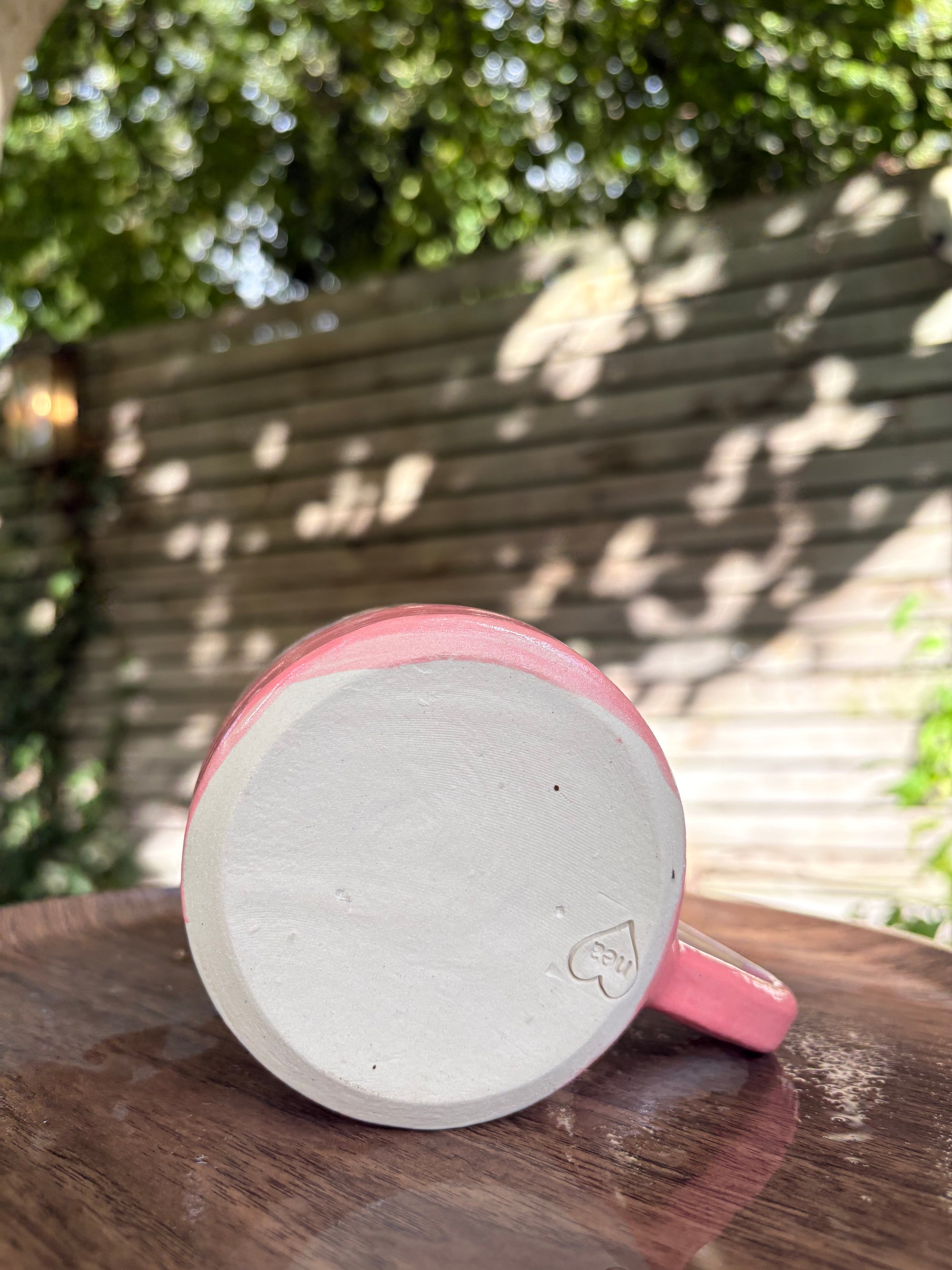 “woke up sexy as hell again” mug (coral pinks)