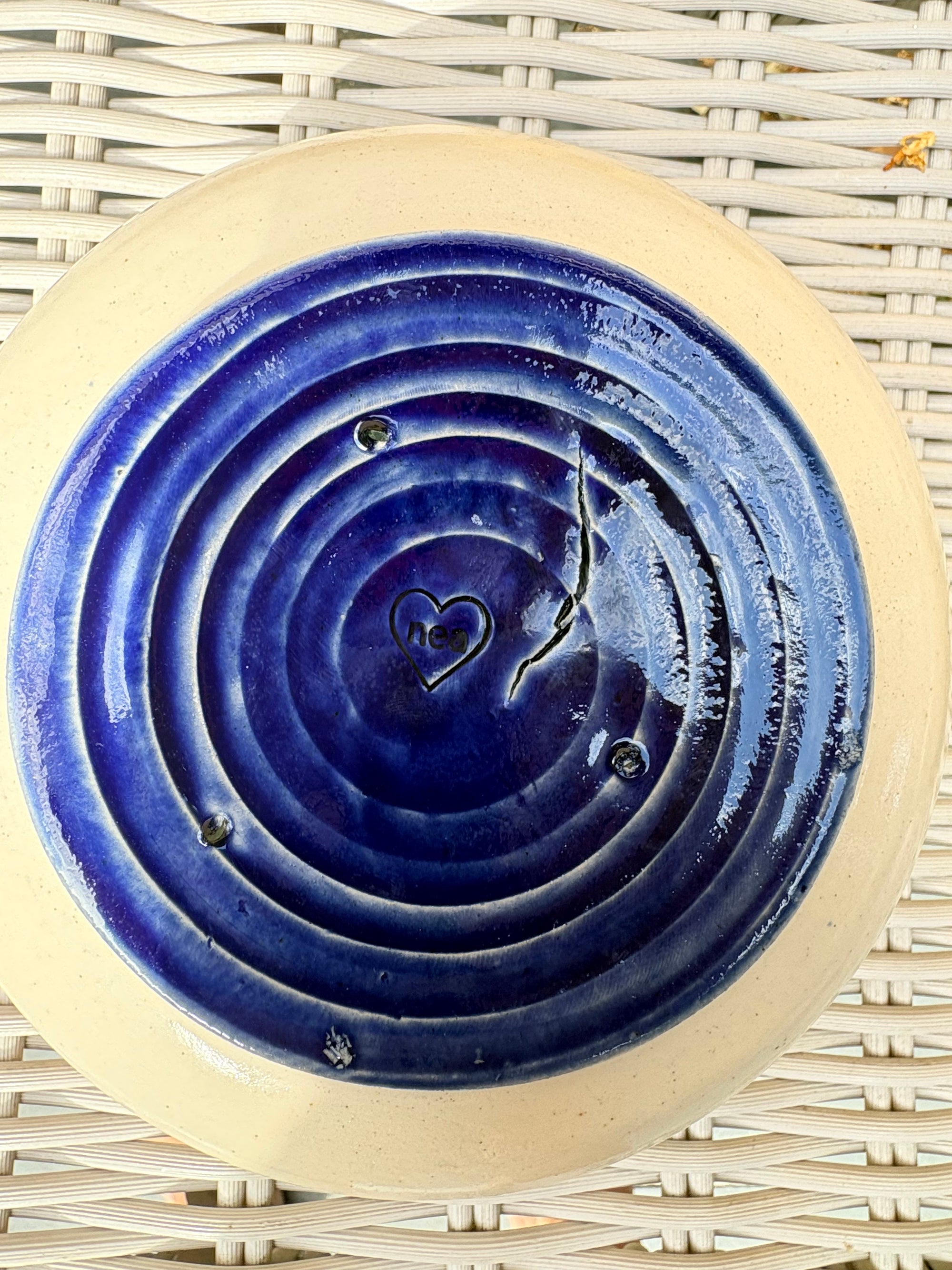 “eat, drink and fuck off by 9pm"  deep round salad/pasta bowl (pink, cream clay)