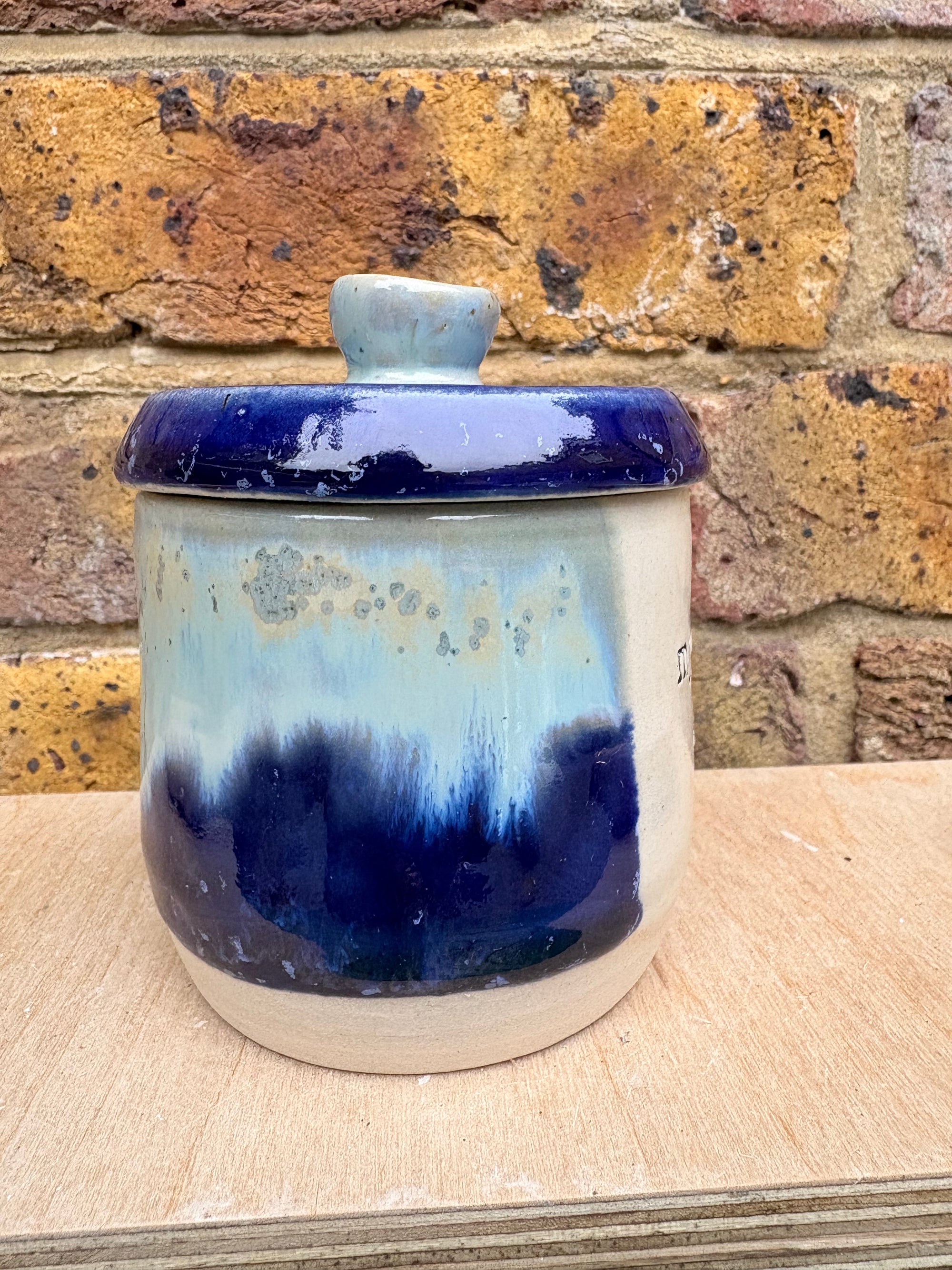 “my illegal drugs" lidded pot (blue night sky)