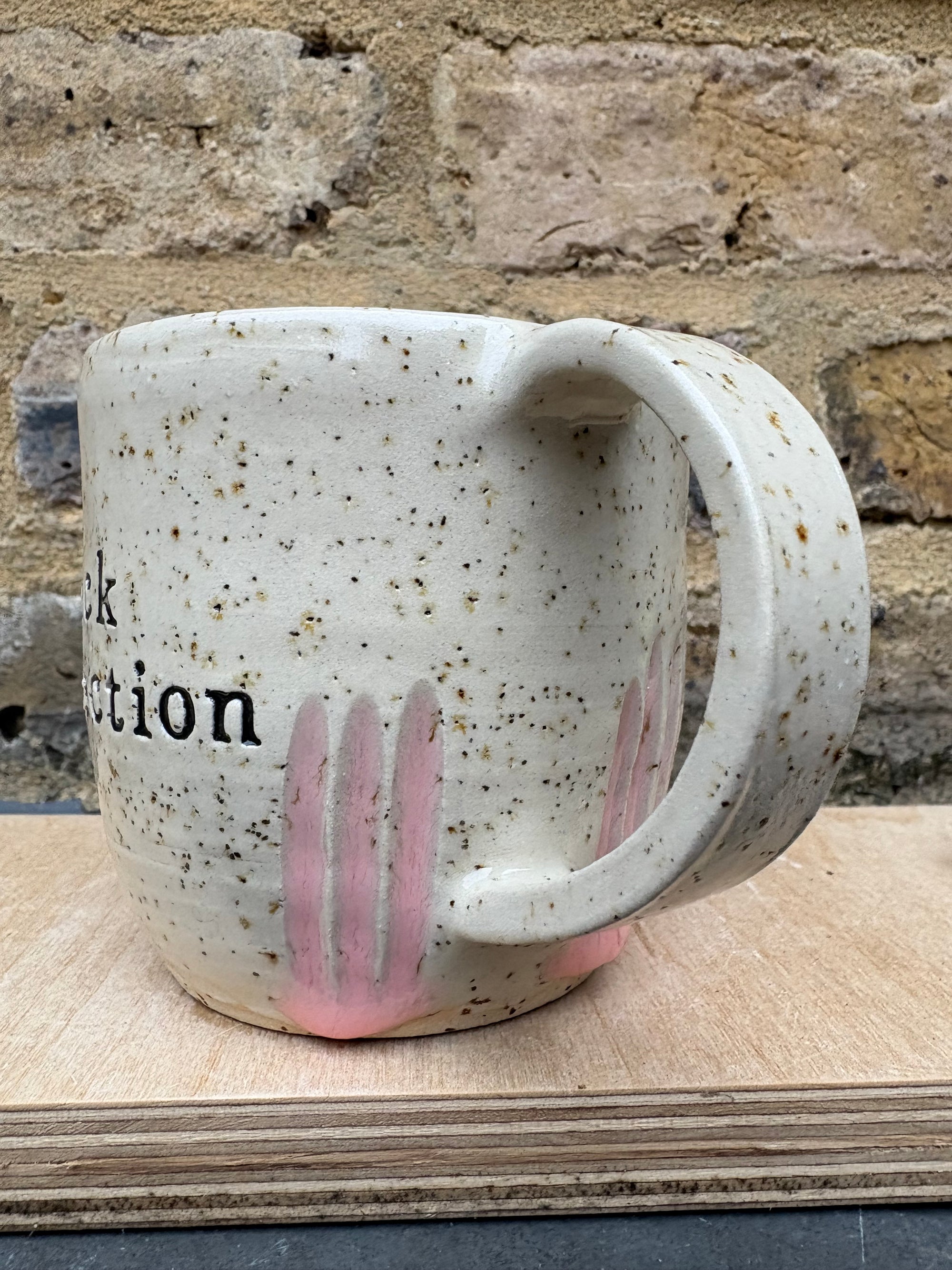 “fuck perfection" mug (pale pink grooves)