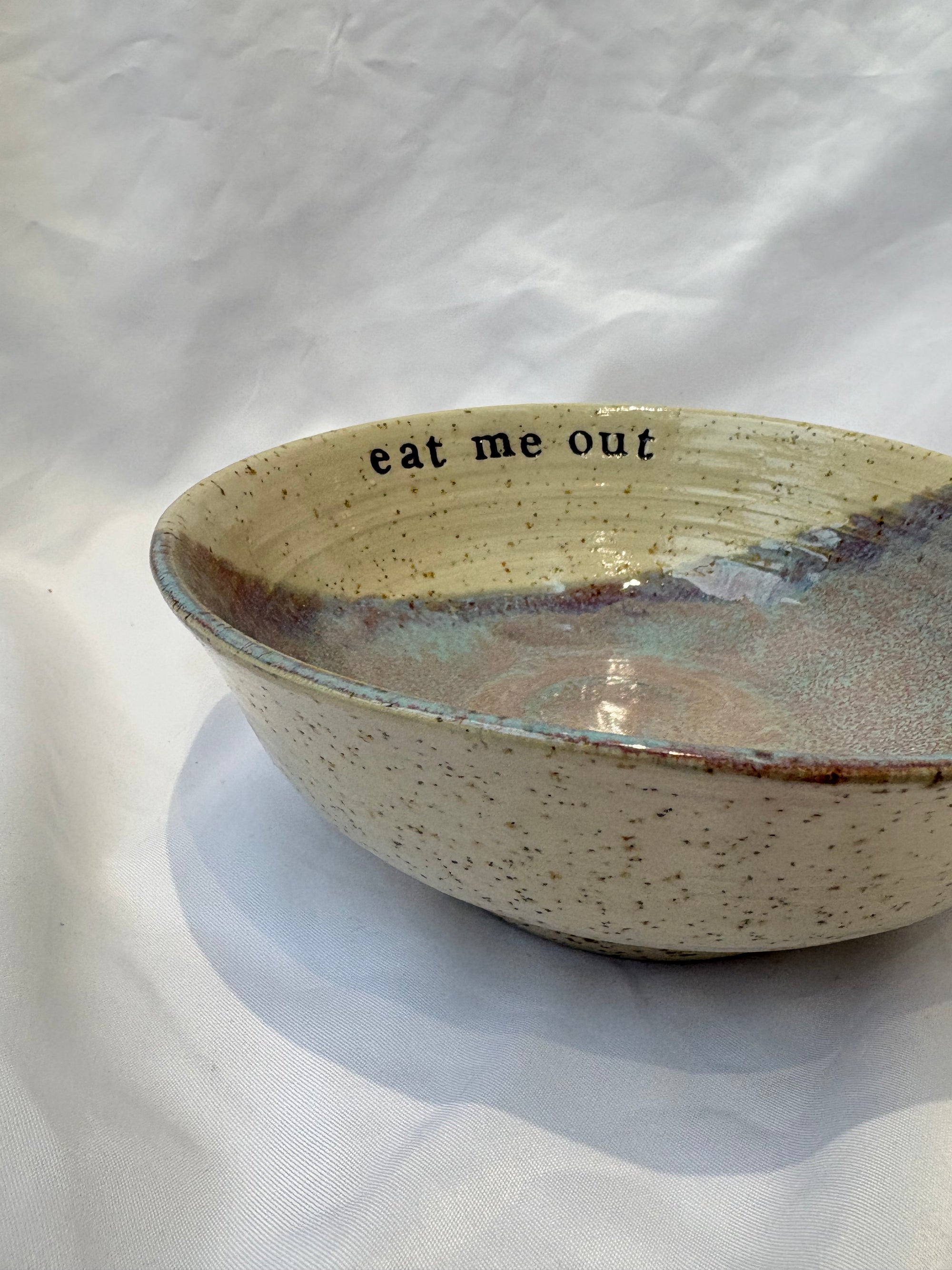 “eat me out" snack bowl (light blue sky)
