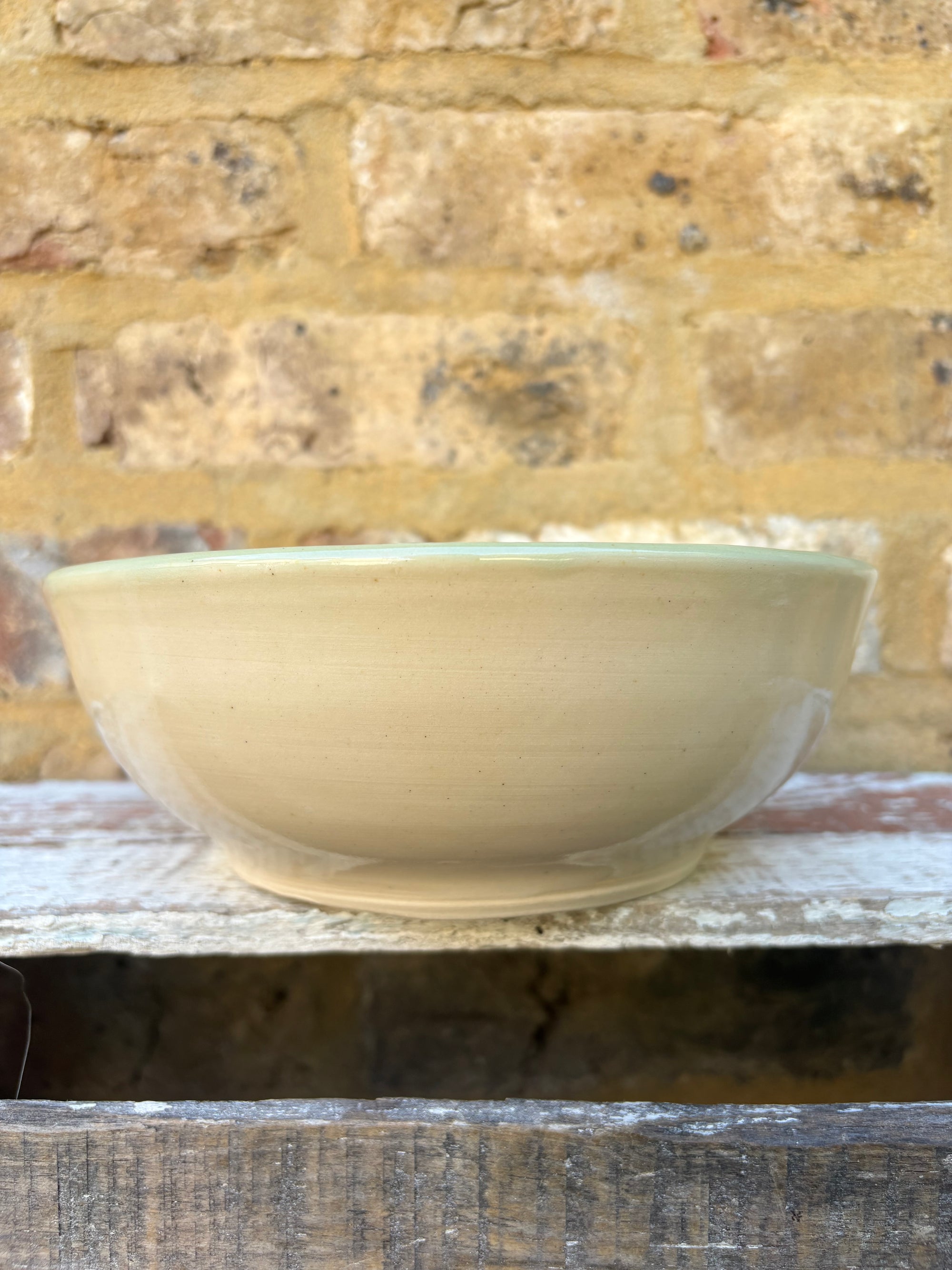 “eat, drink and fuck off by 9pm"  deep round salad/pasta bowl (green, cream clay)