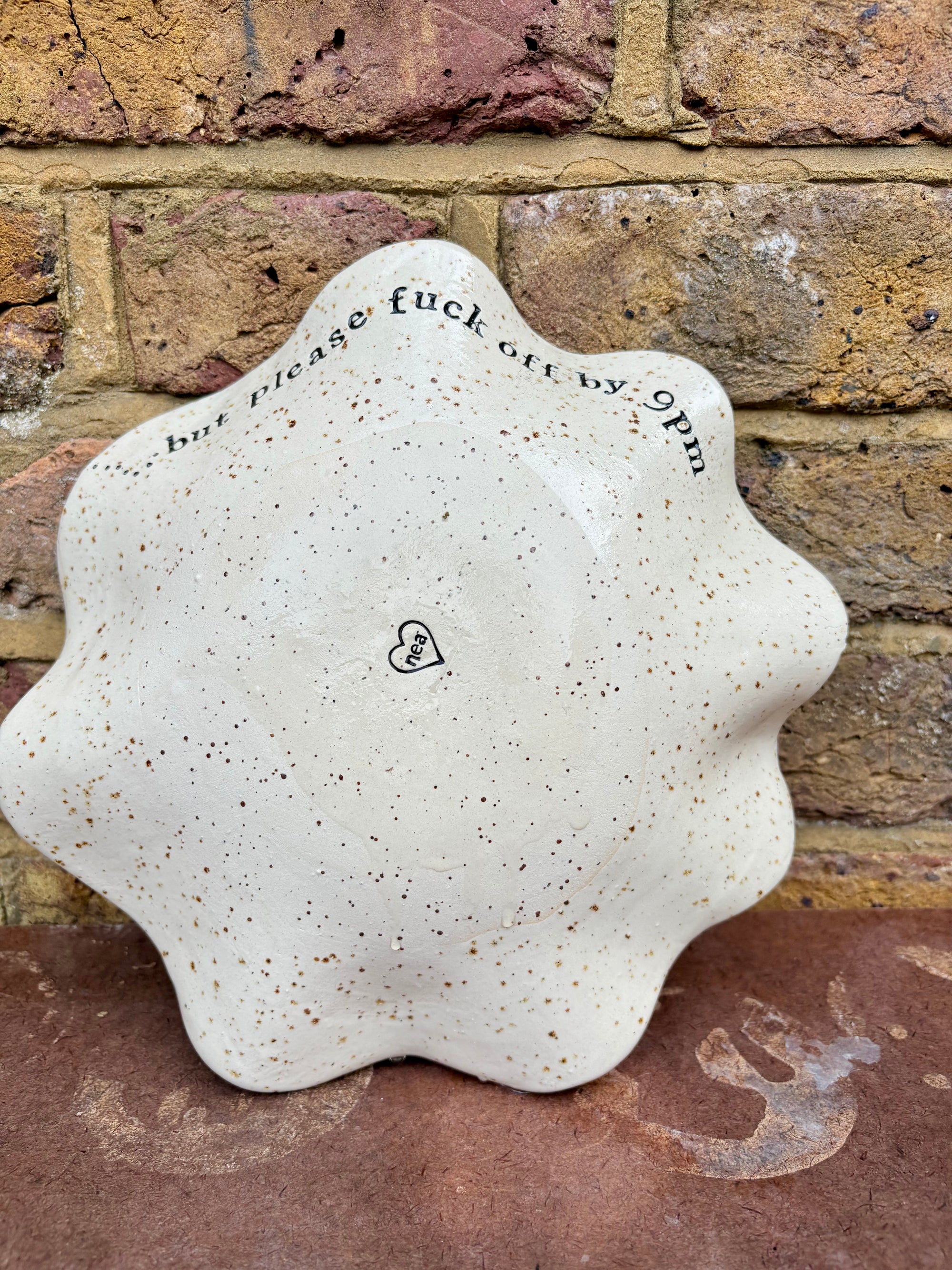 "good food, fine wine, great company..." salad/serving dish (teal green diffusion)