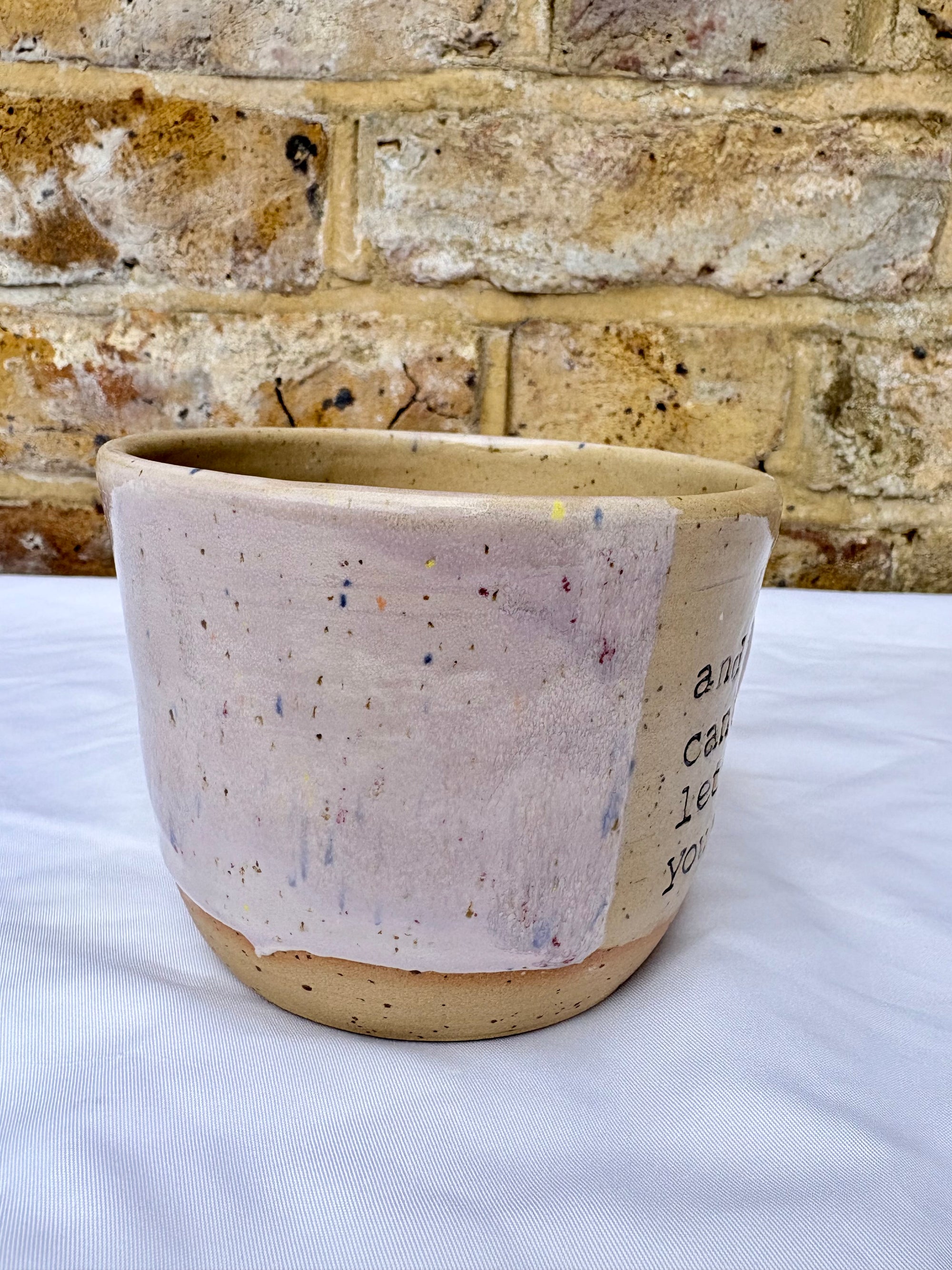 “and I can't let you go”, and "your handprint's on my soul" mug
