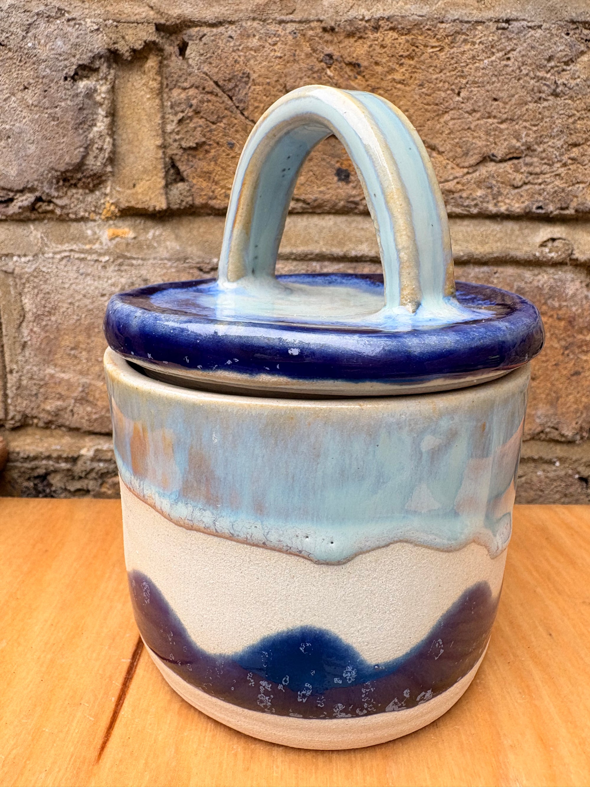 “stuff i should throw away" lidded pot (blue night sky)