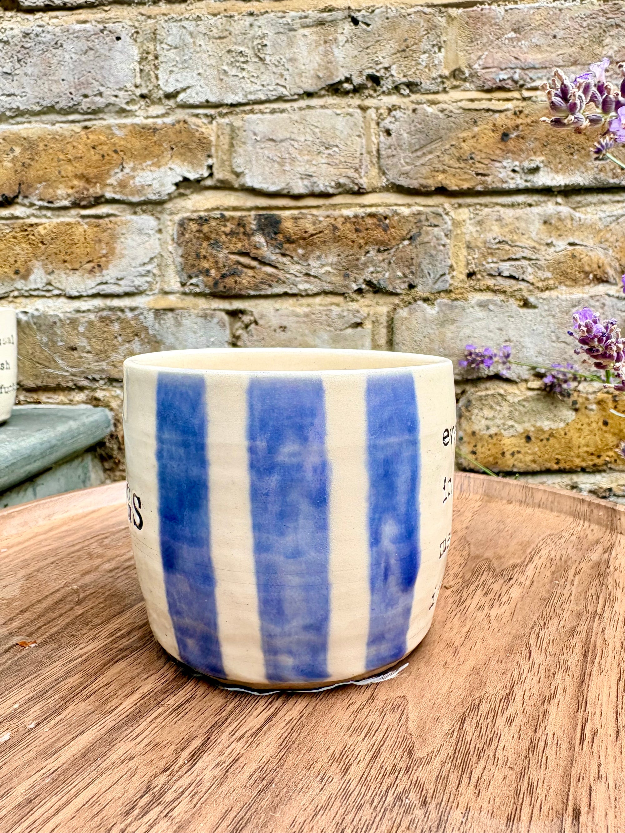 "I 🩷 meetings” "everyone in this meeting is a bellend" mug (faded blue stripe)