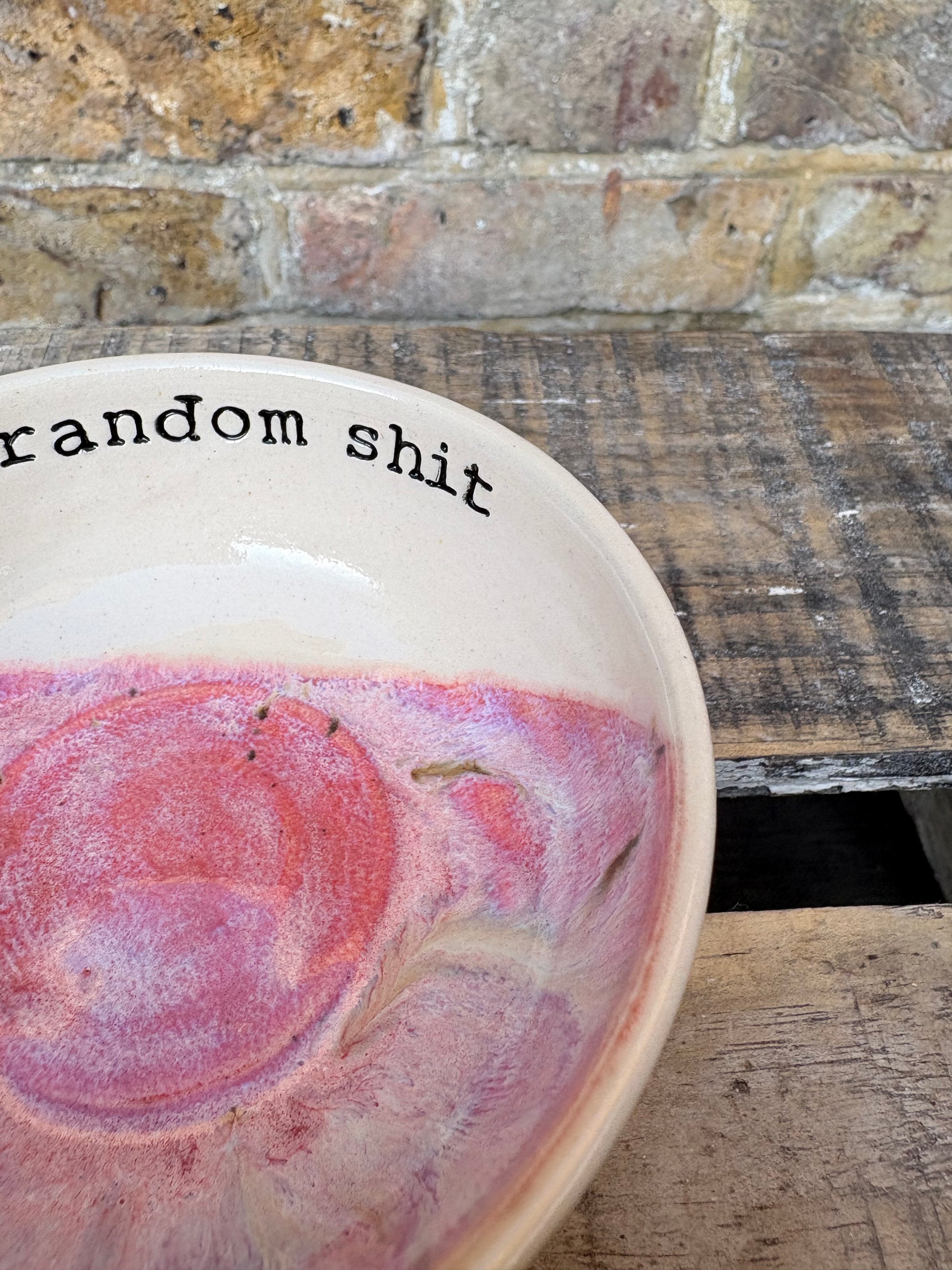 "random shit" trinket dish (pink, cream)