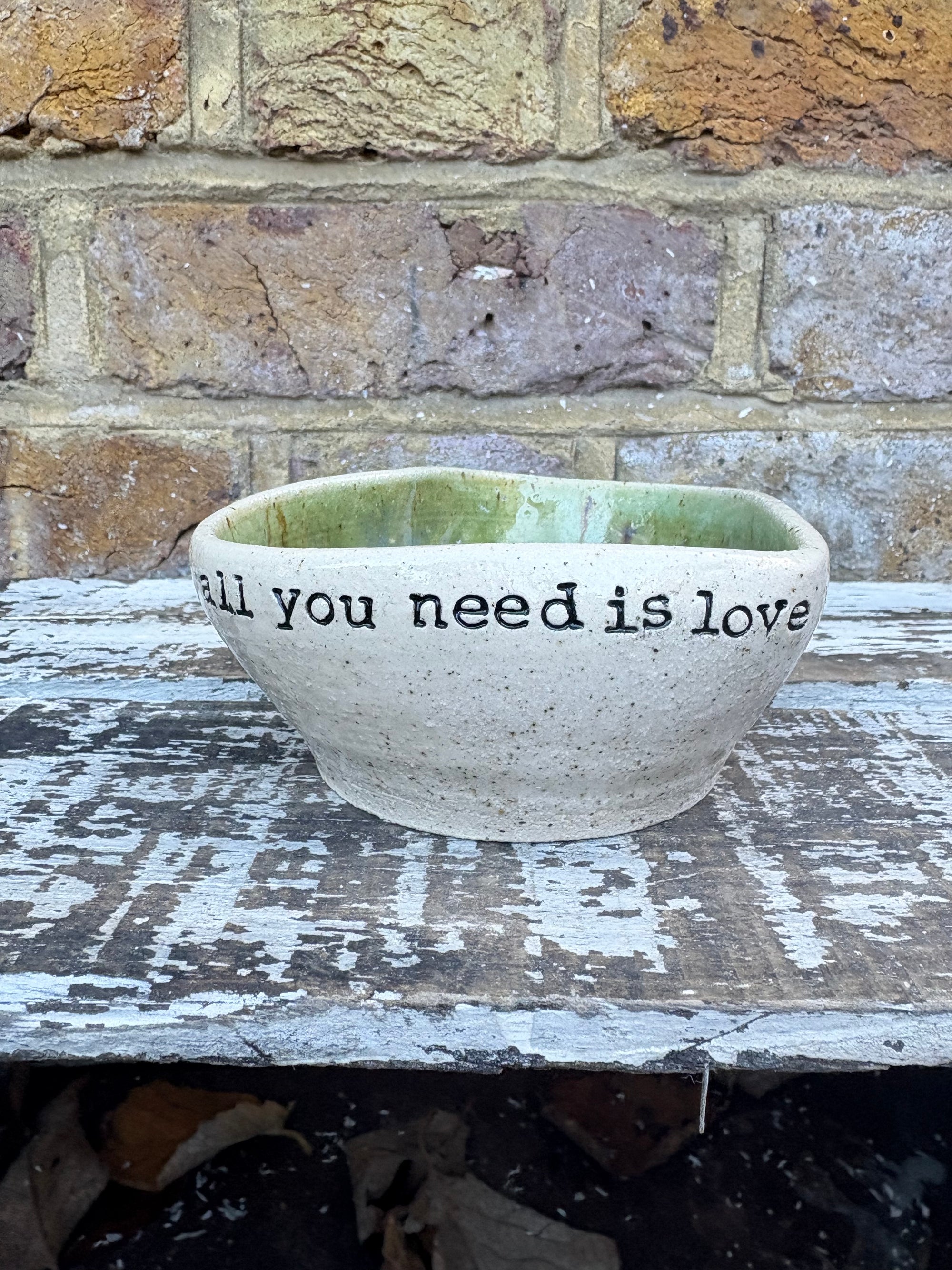 “all you need is love" snack bowl (green dream)