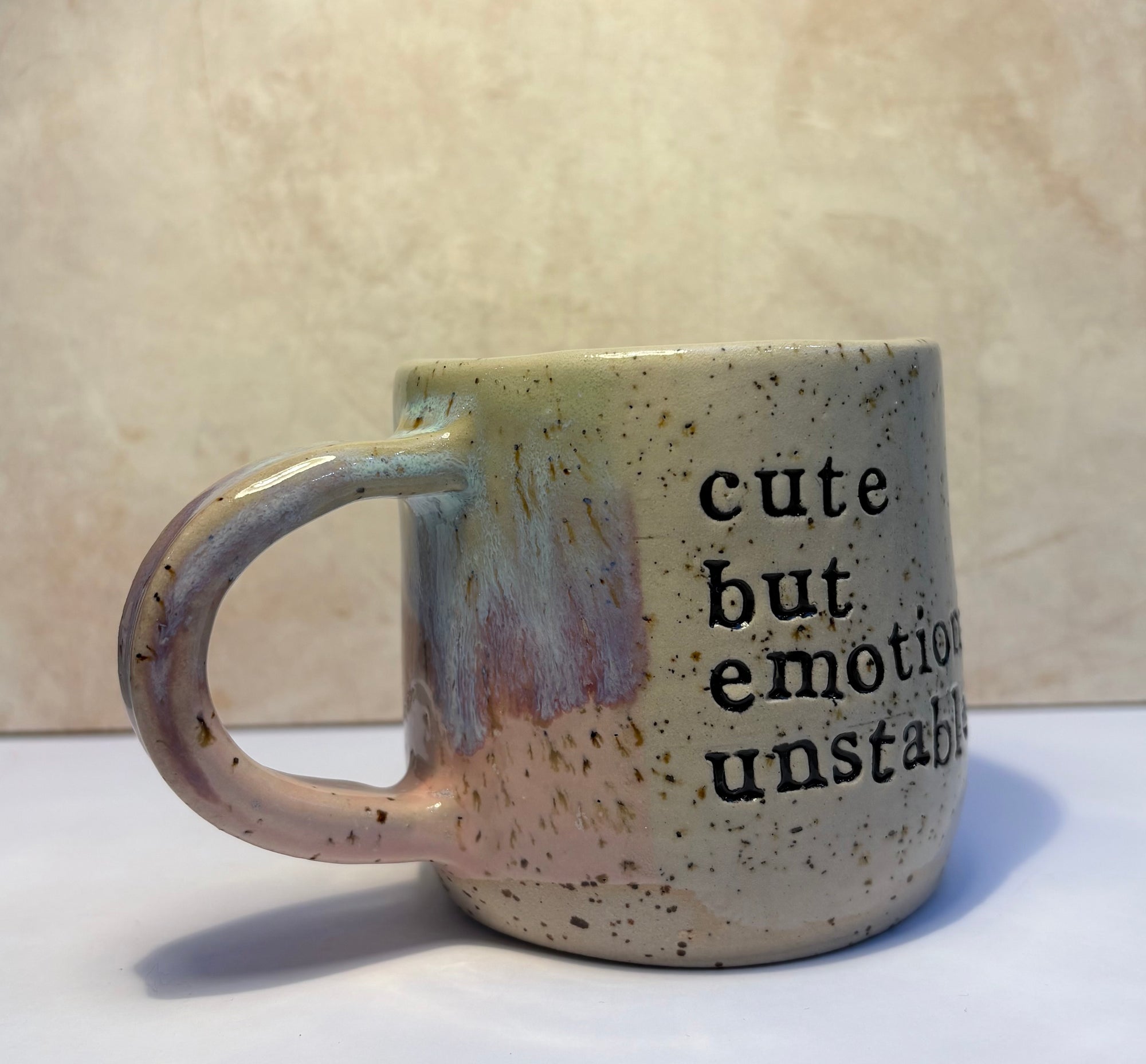 "cute but emotionally unstable" mug