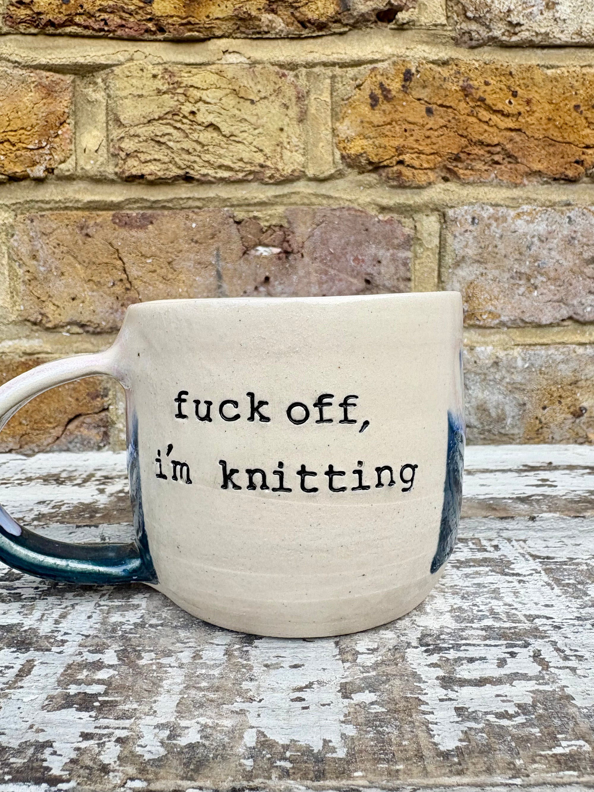“Fuck off, i'm knitting" mug