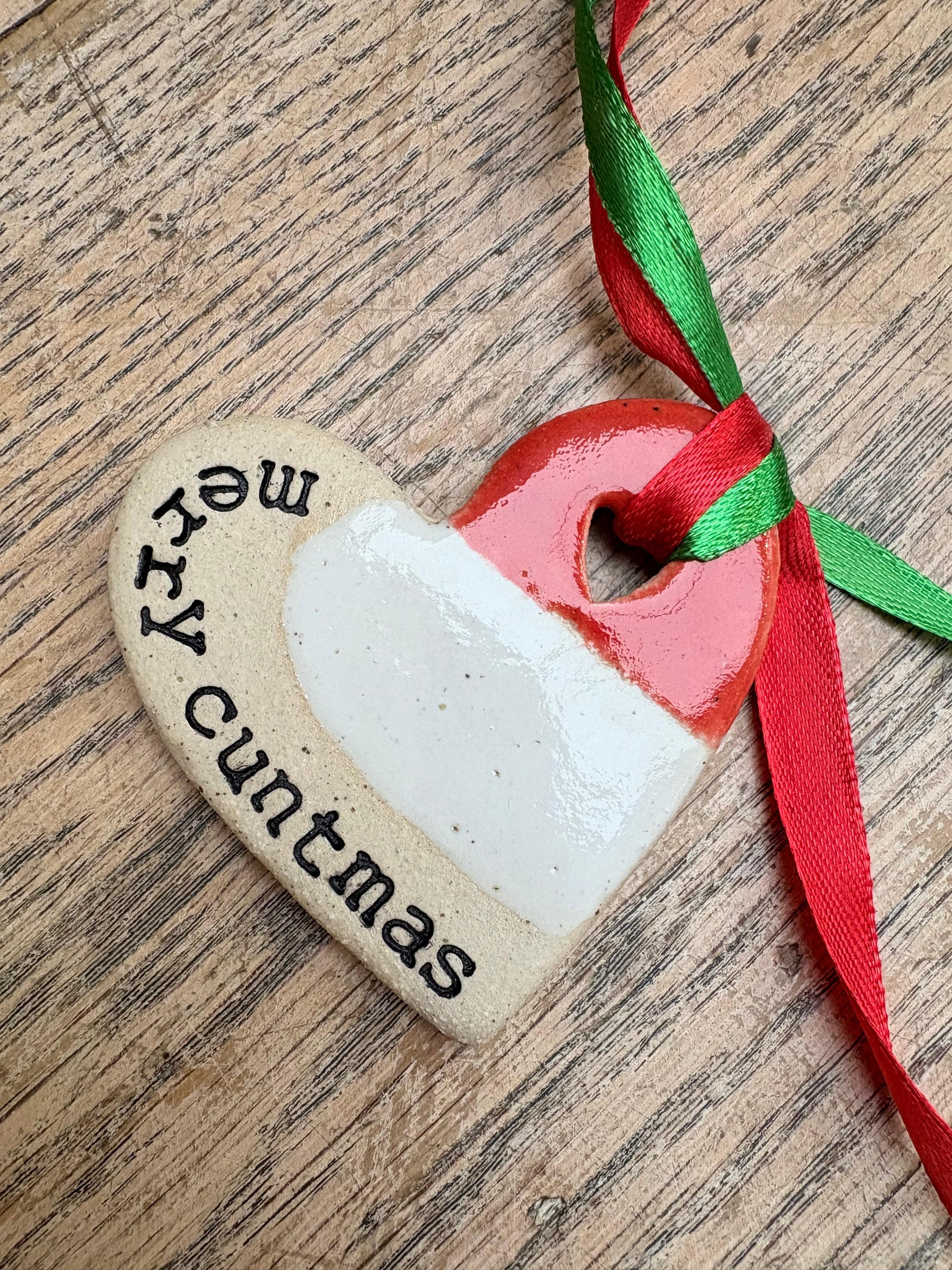 “merry cuntmas” hanging decoration (red and white, large)