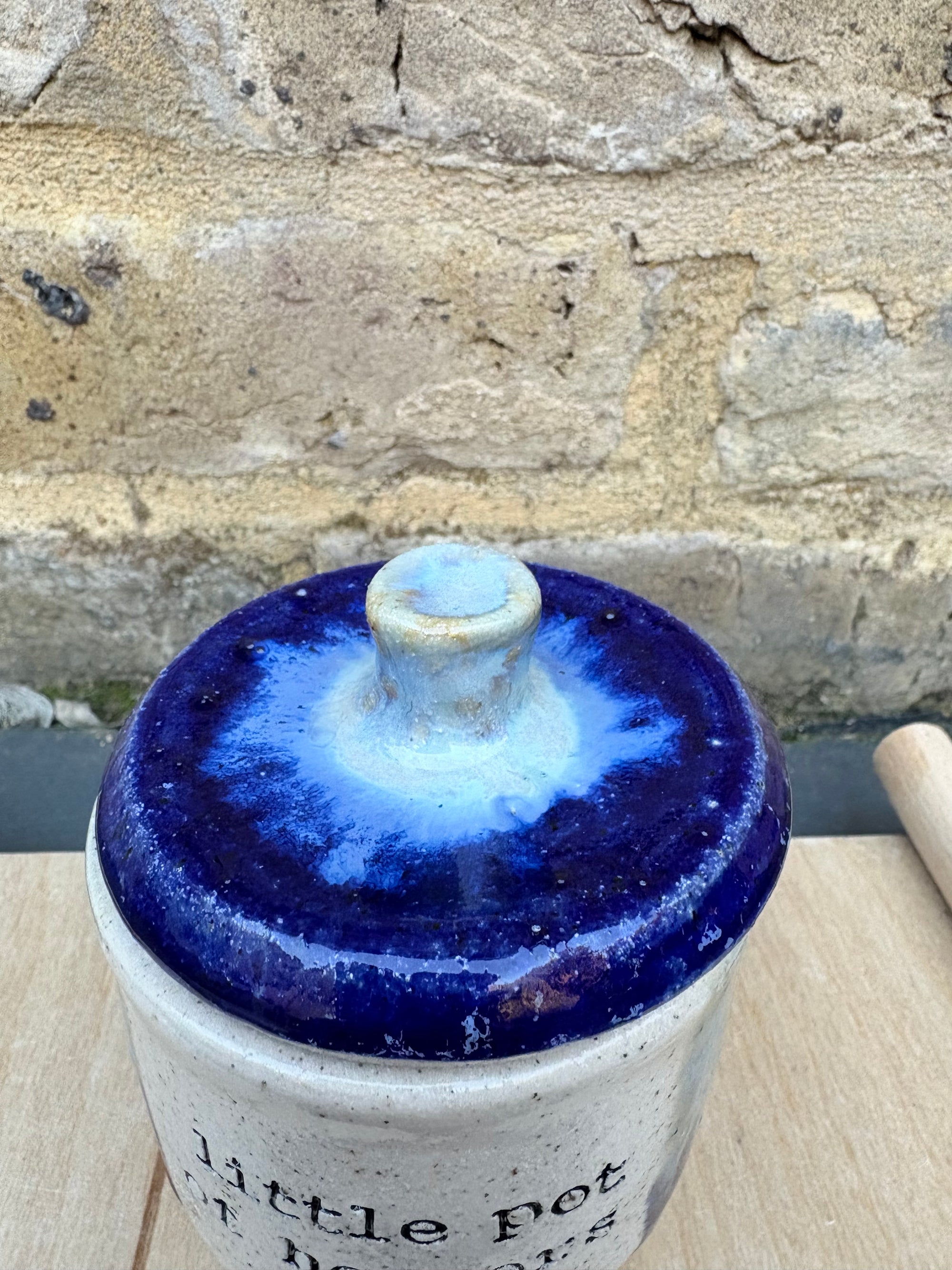 “little pot of horrors" lidded pot (blue night sky)
