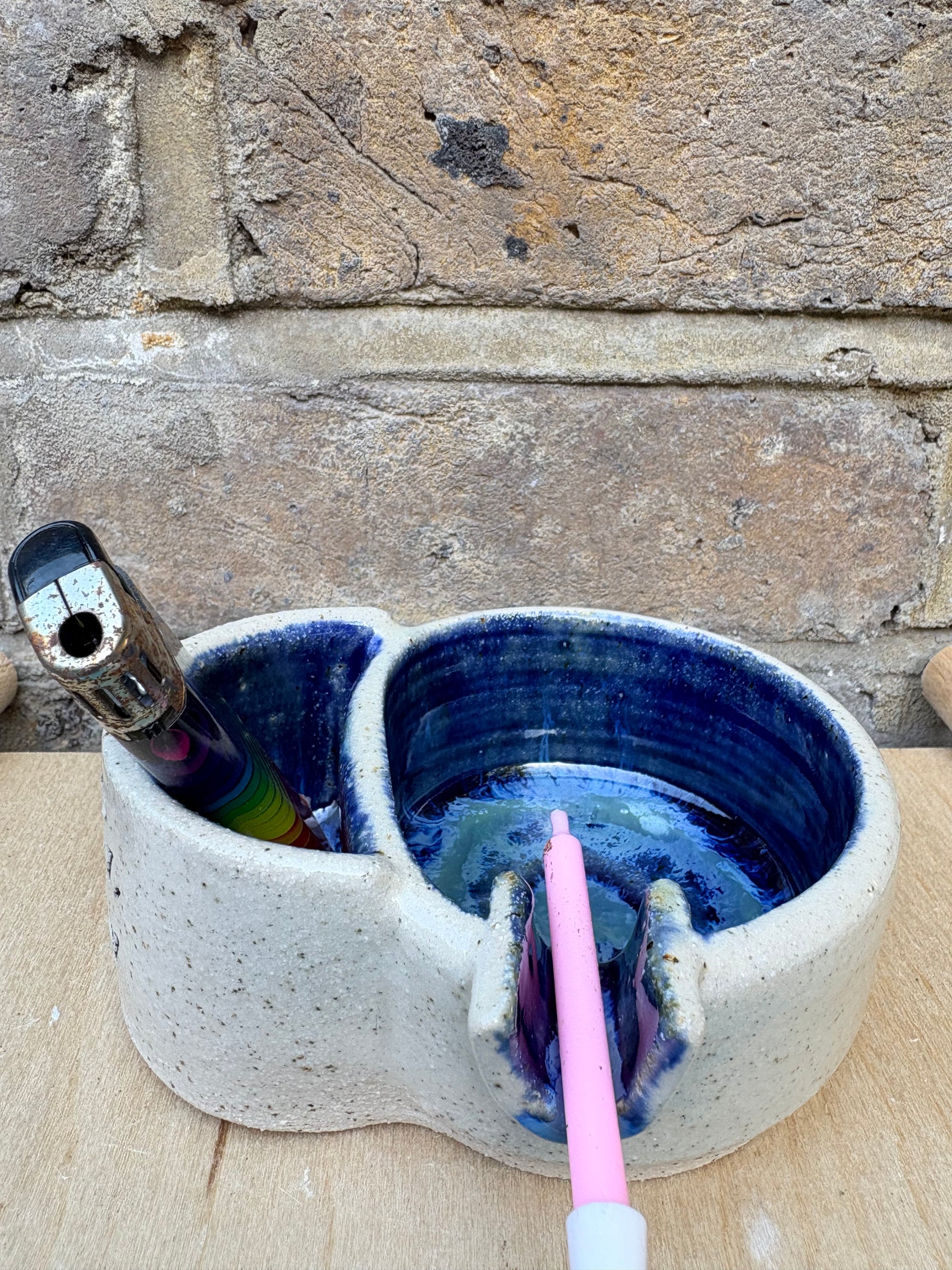 Ashtray with lighter holder (deep blue)