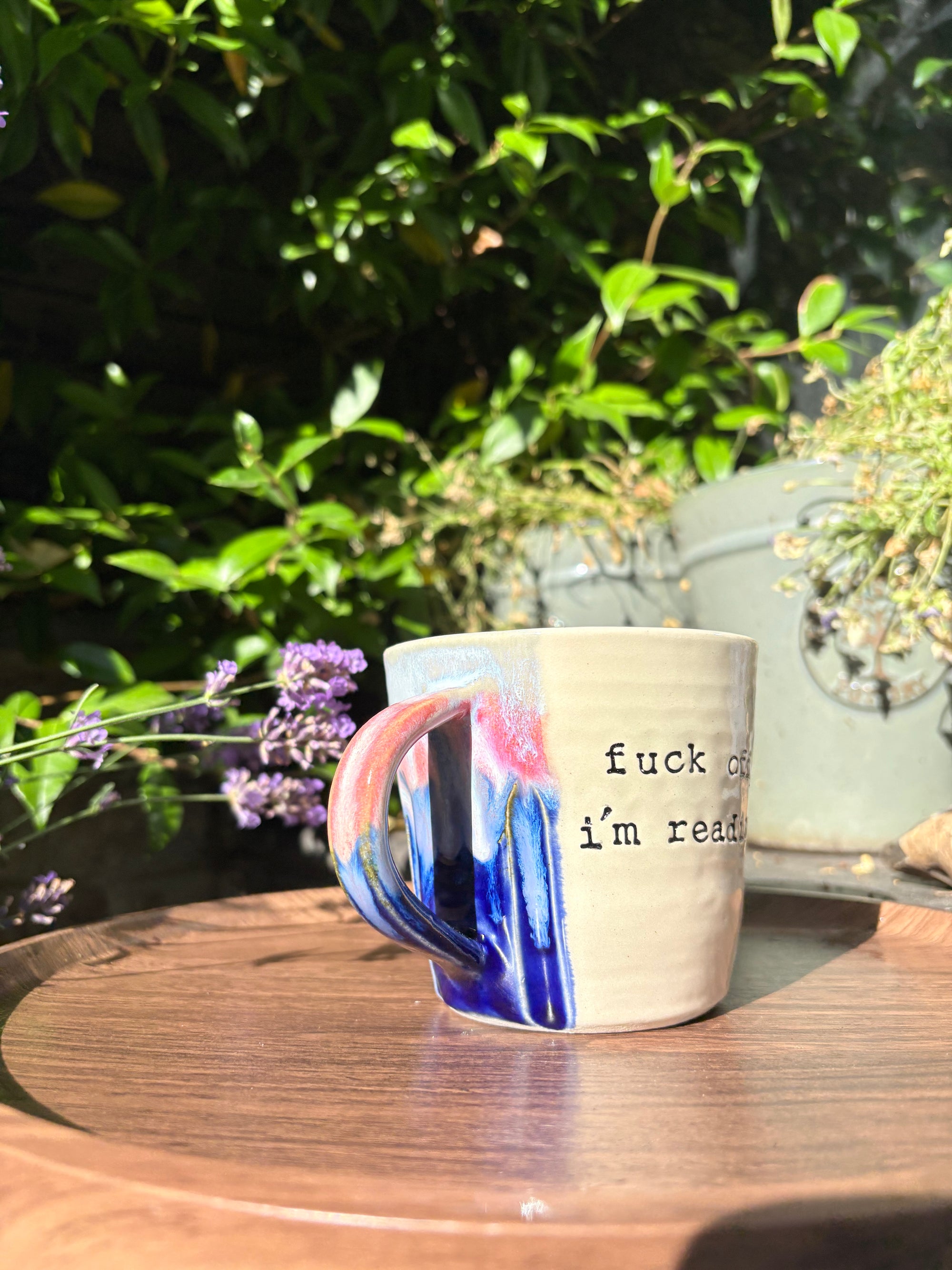 “Fuck off i'm reading" mug (blue night sky)