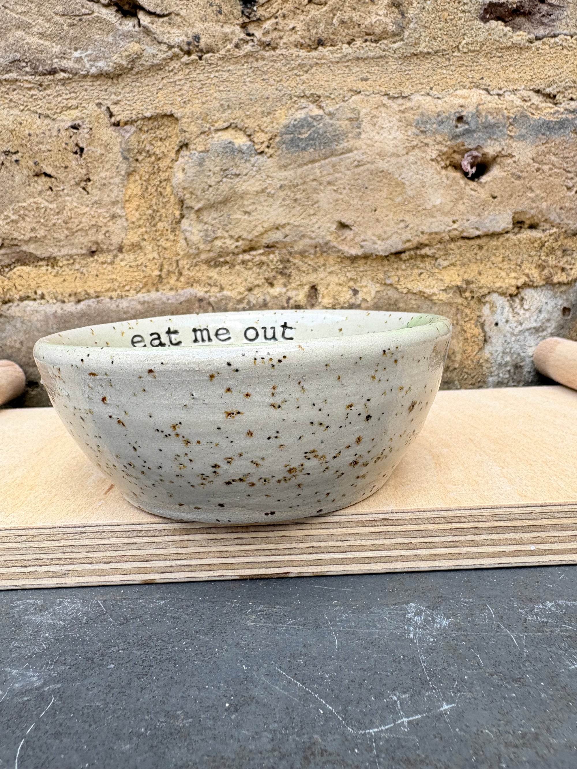 "eat me out" snack bowl (mint glaze)