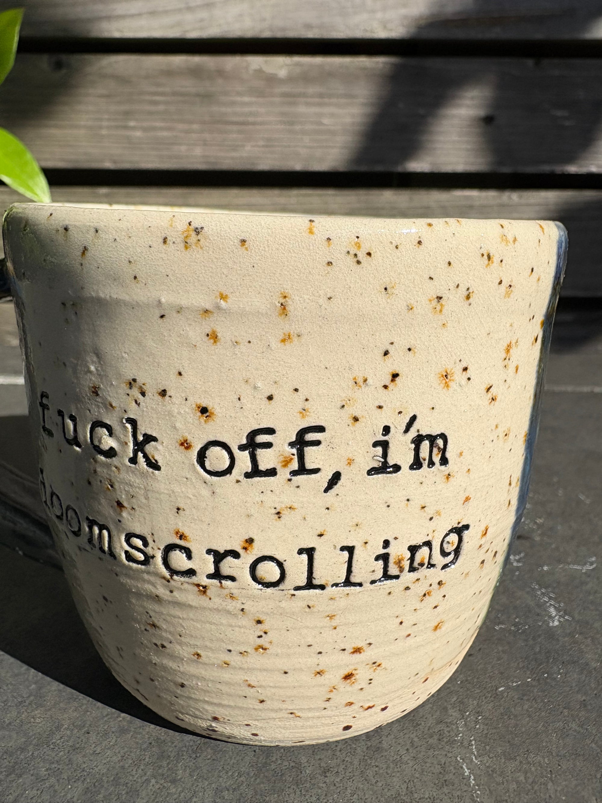 “Fuck off, i'm doomscrolling" mug