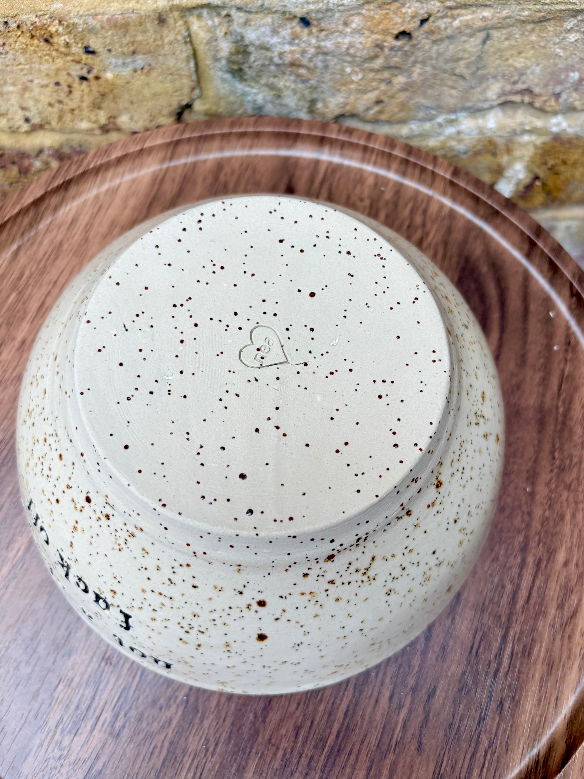 “not a sharer fuck off” deep round cereal bowl (blue, flecked clay)