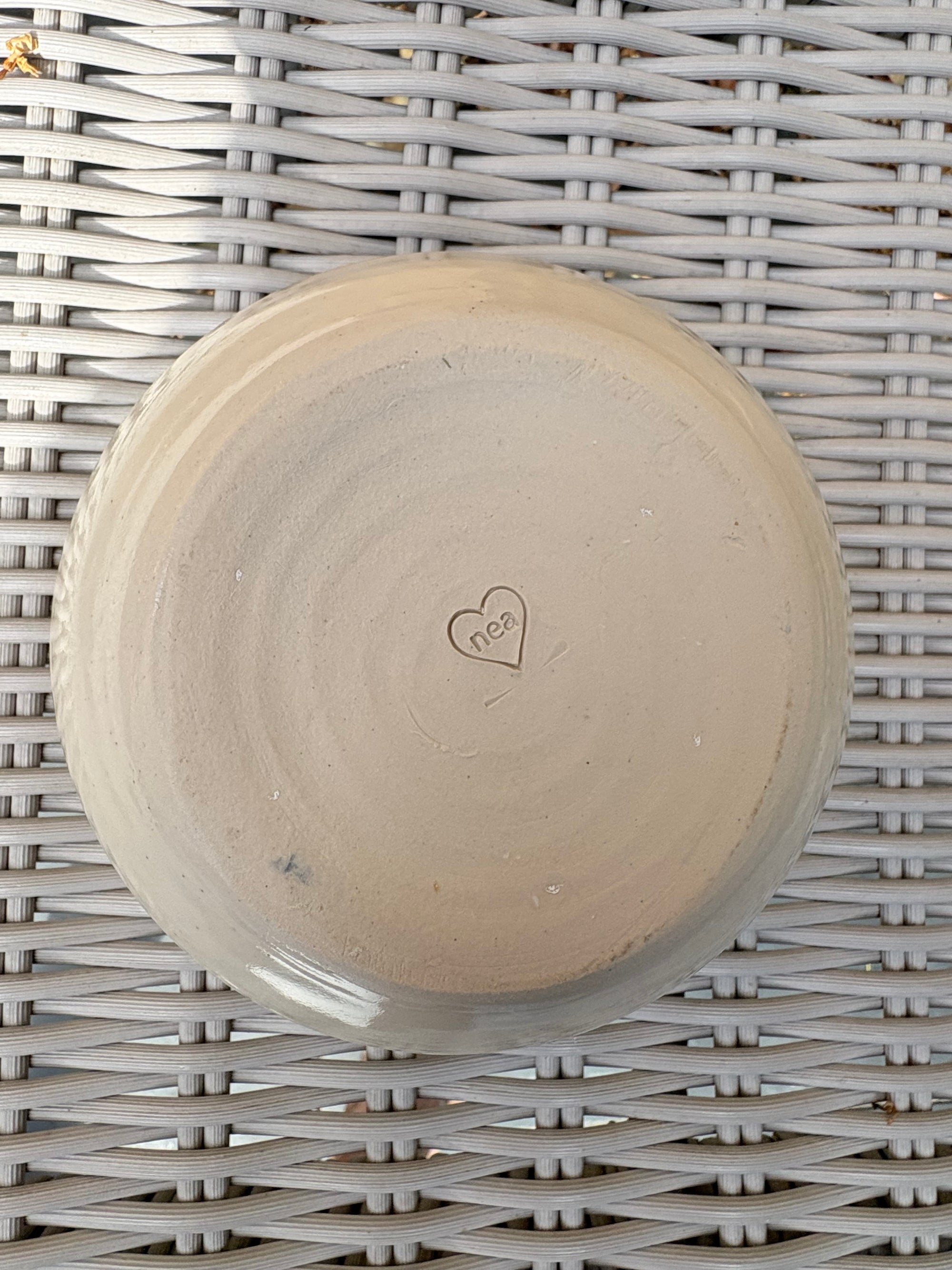 “eat, drink and fuck off by 9pm"  deep round salad/pasta bowl (green, cream clay)