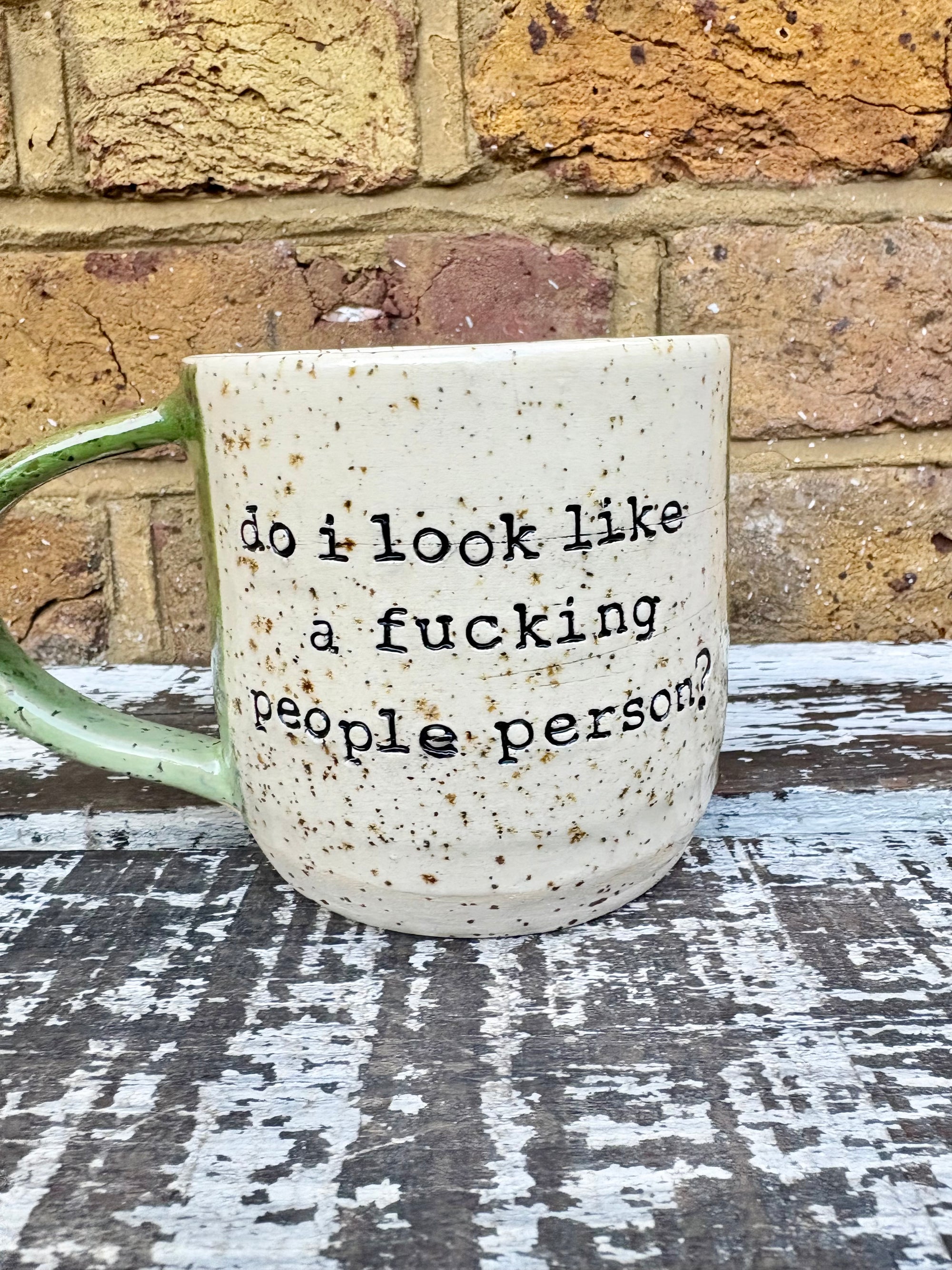 Do I look like a fucking People Person? mug (Green)