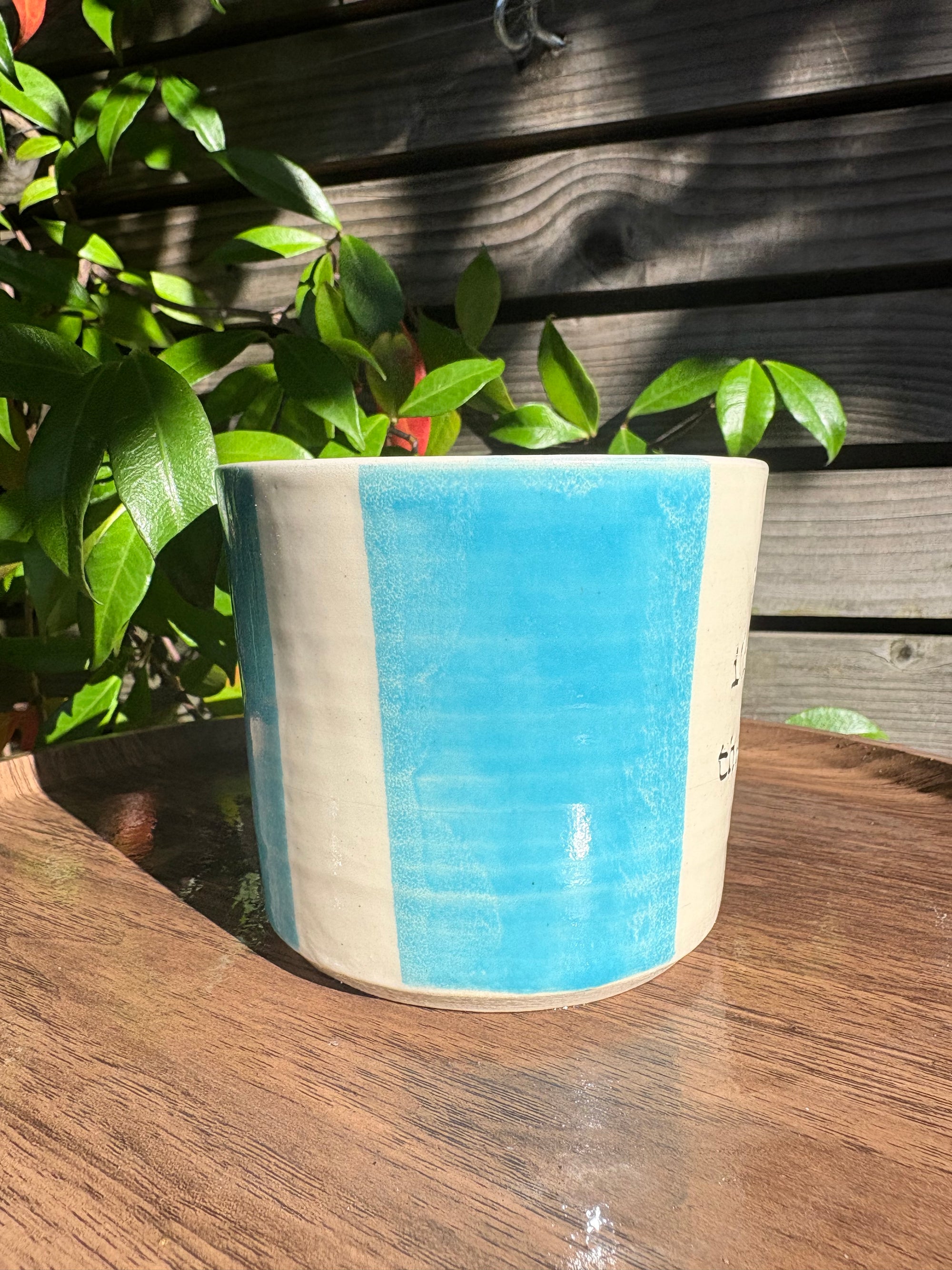 "fuck off, i'm watching the traitors" mug (handle/light blue, 330ml)