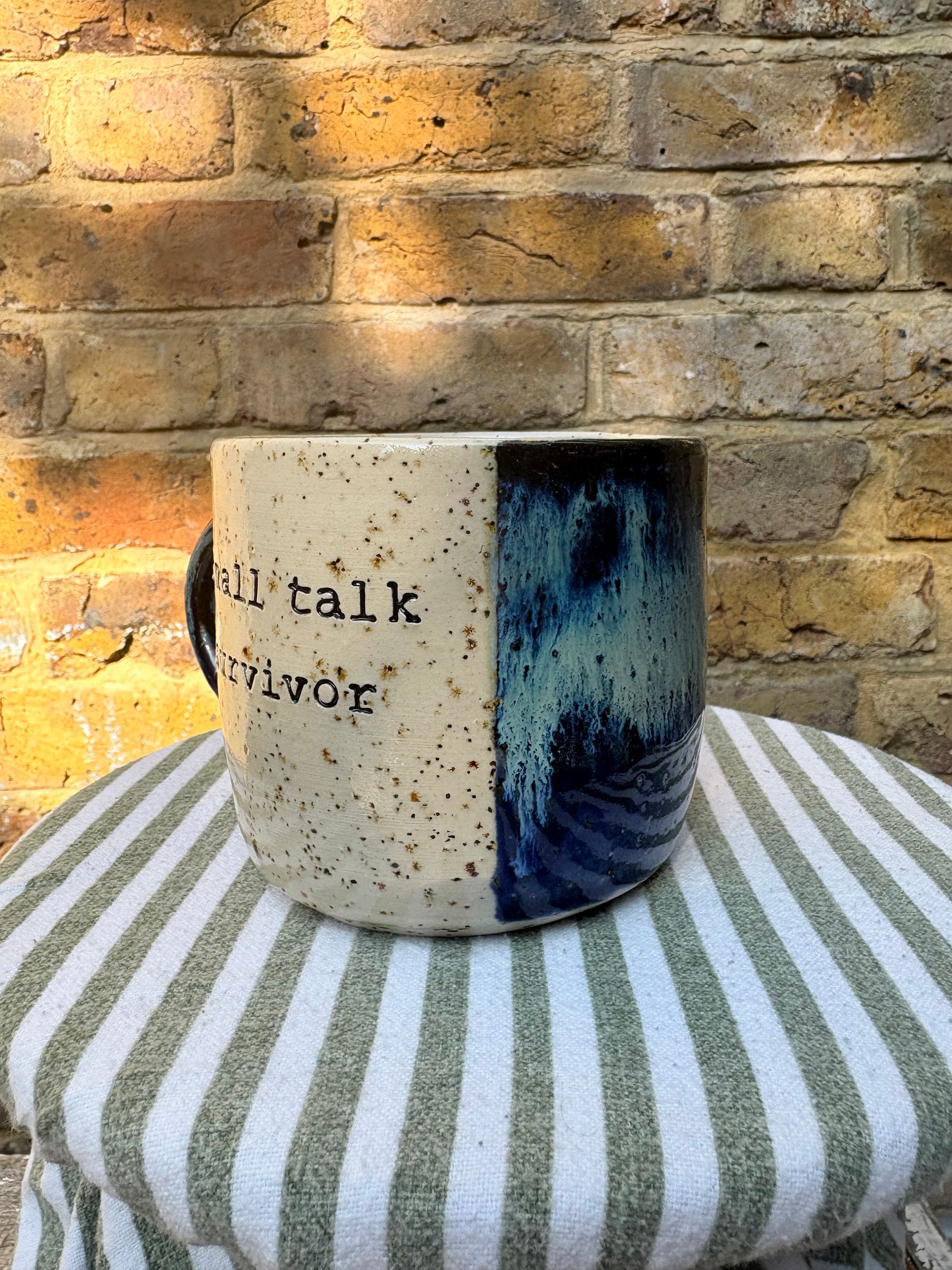 Small Talk Survivor mug (blue)