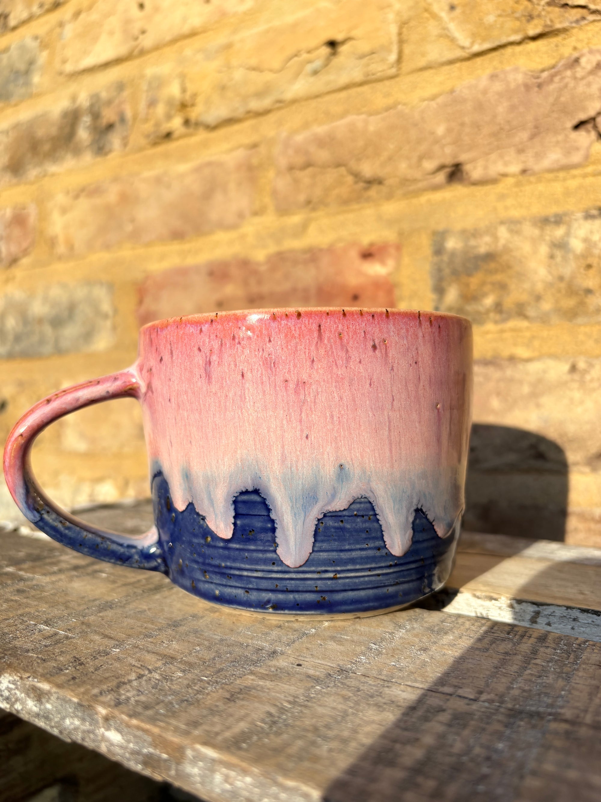 "reach out circle back deep dive touch base drill down” mug (pink night sky)