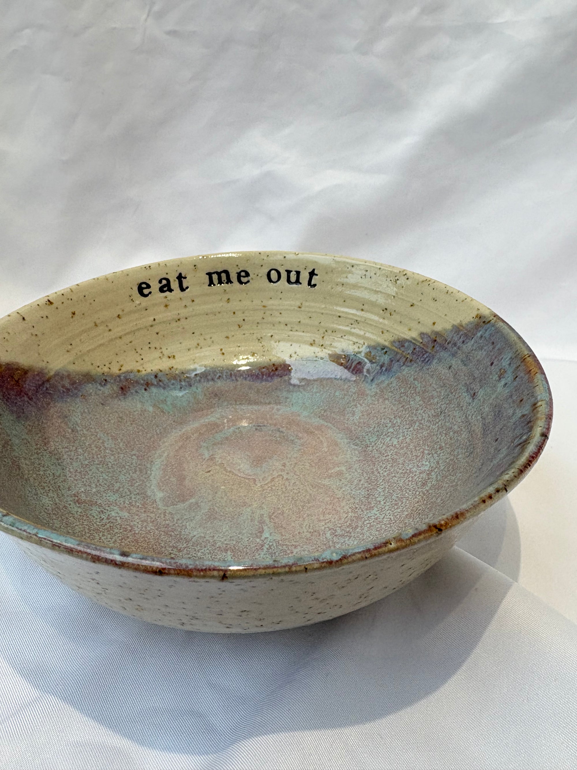 “eat me out" snack bowl (light blue sky)