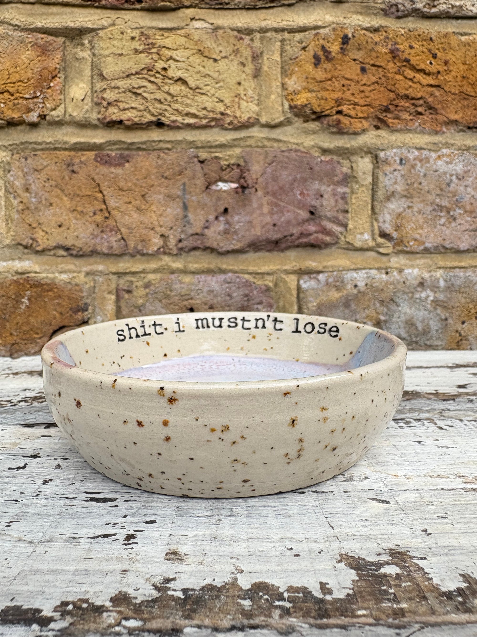 “shit I mustn't lose" trinket dish (pink night sky)