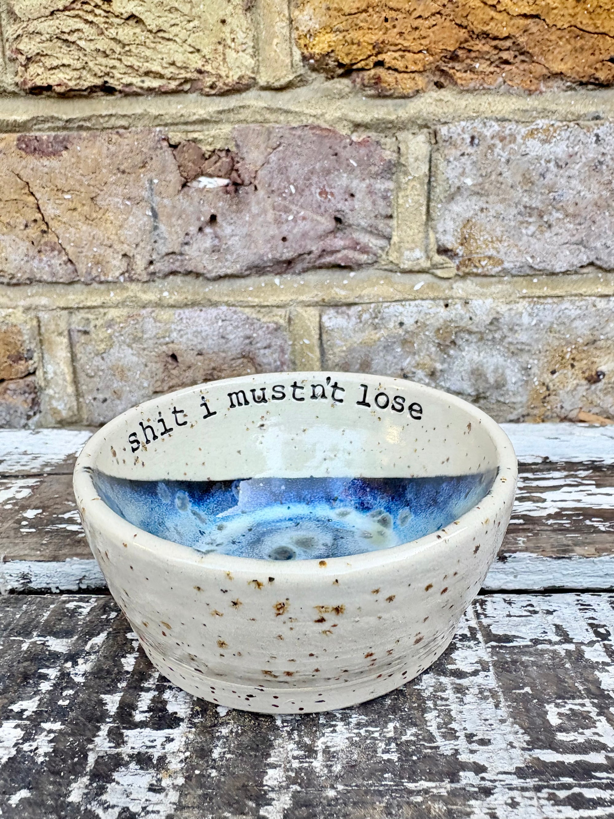 “shit I mustn't lose" trinket dish (antique blue)