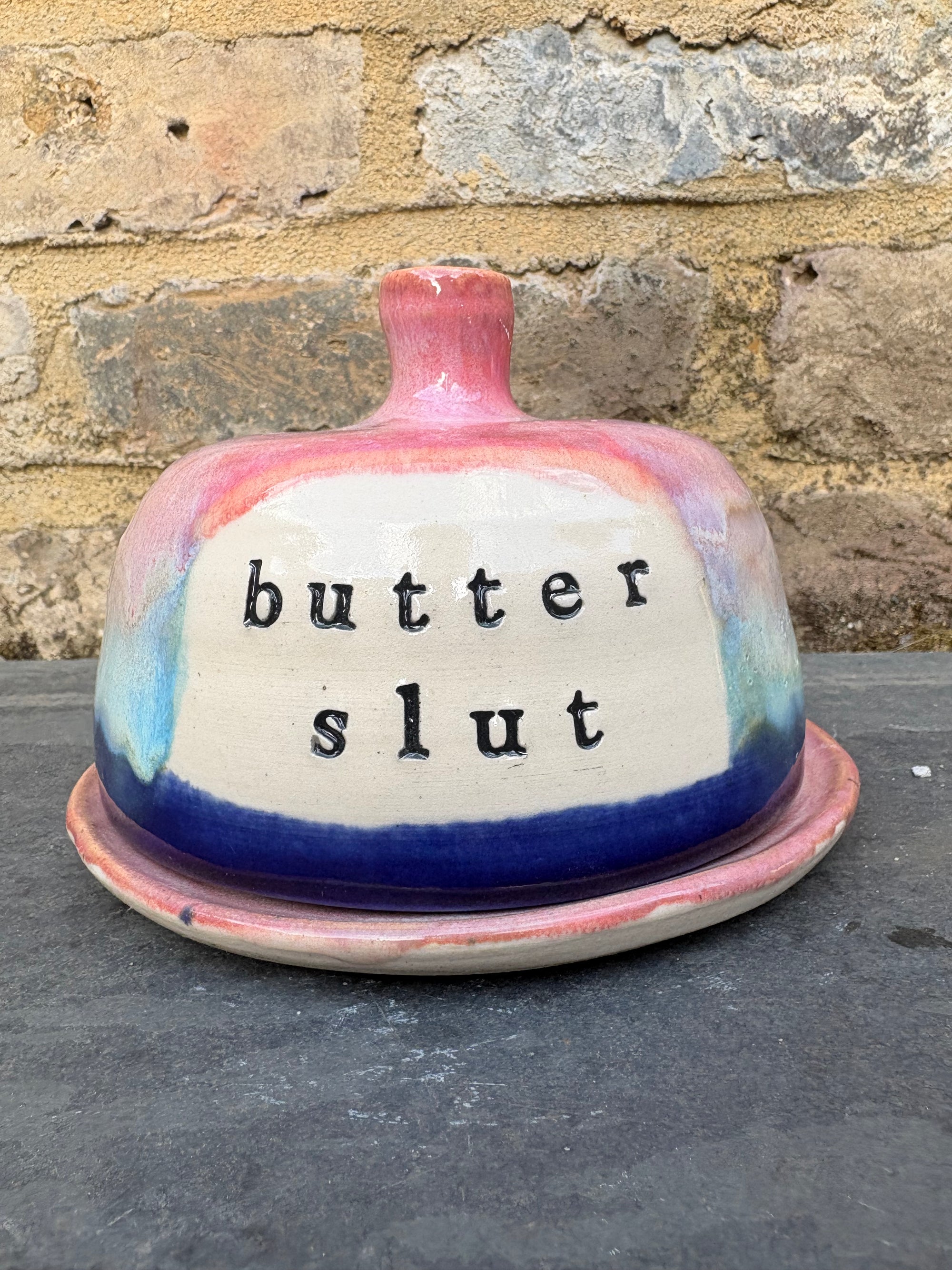 Butter Dish (butter slut, pink night sky, cream clay, knob)