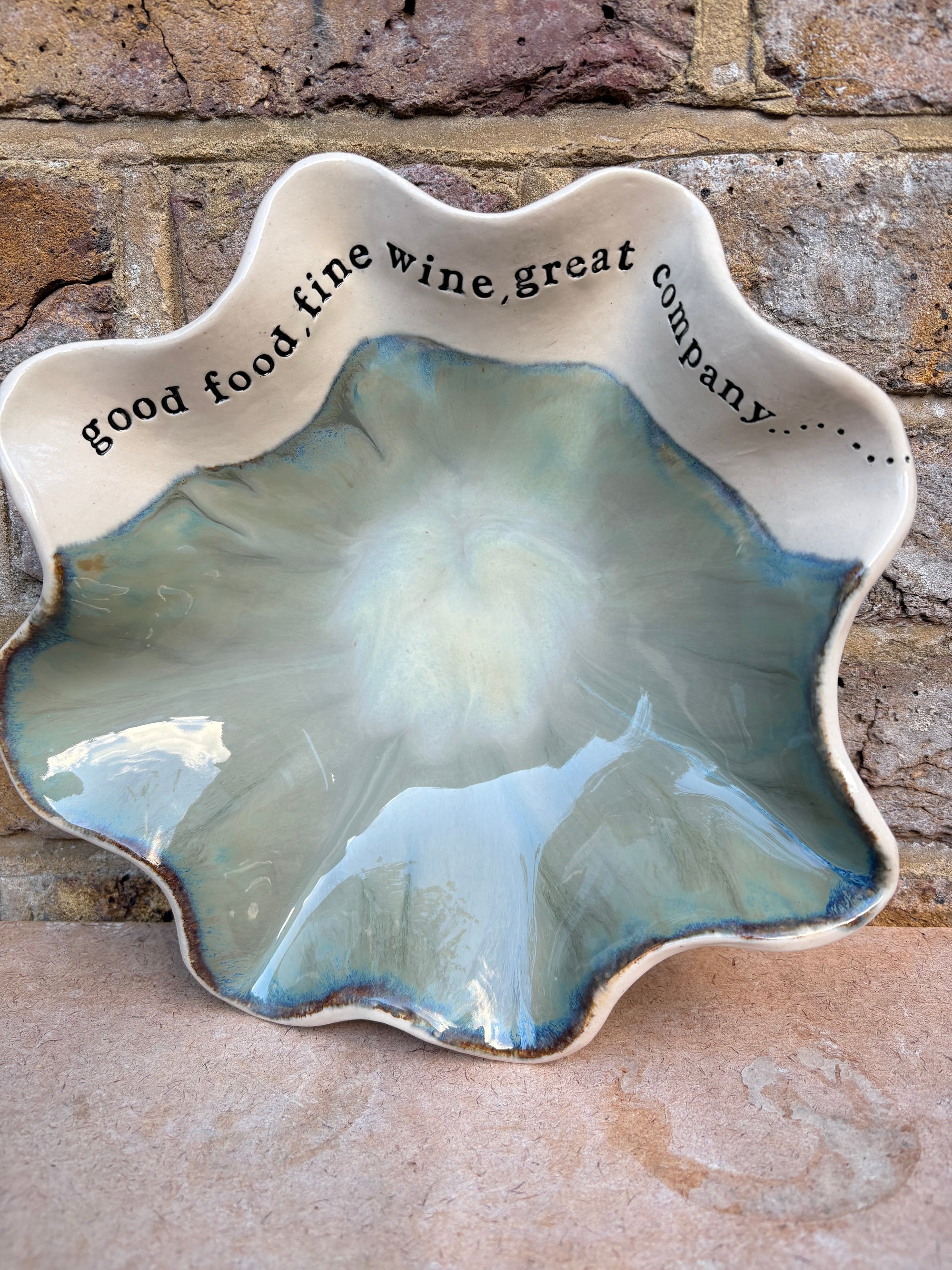 "good food, fine wine, good company..." dish (Sage)