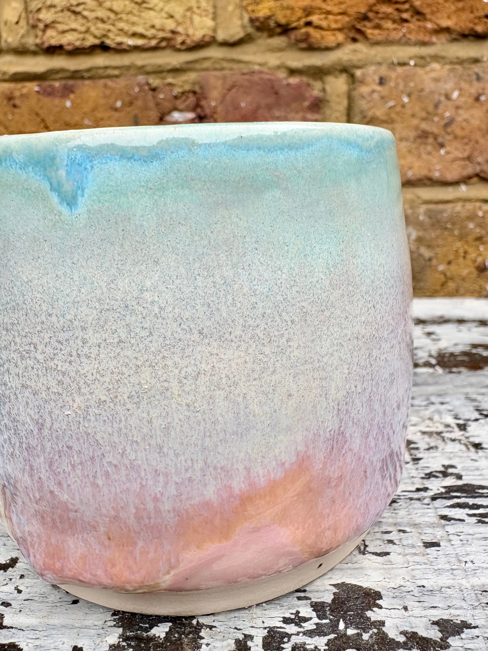 "if you can read this, you're too close" mug (Pink Skies)