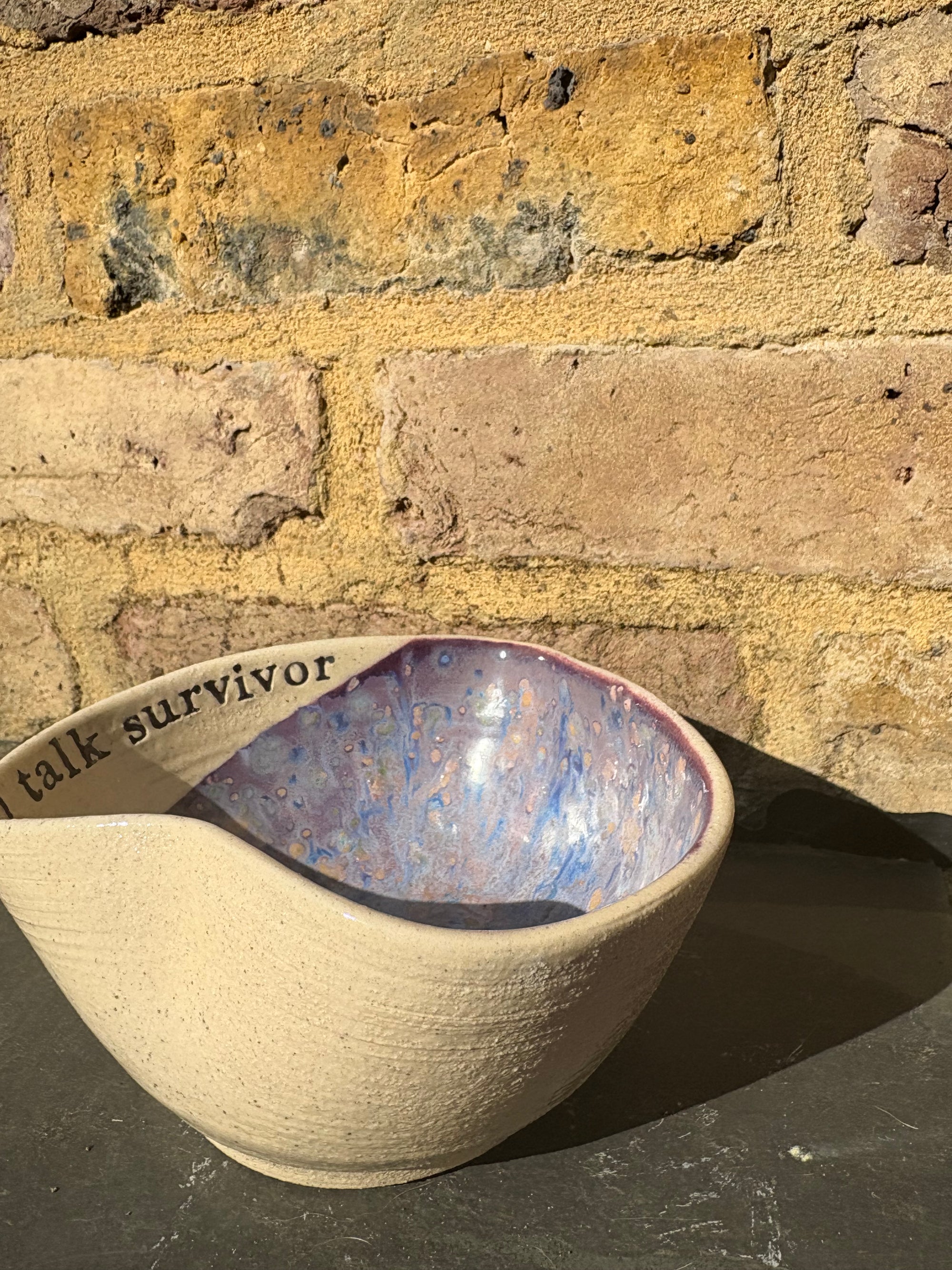 "small talk survivor" bowl (purple)