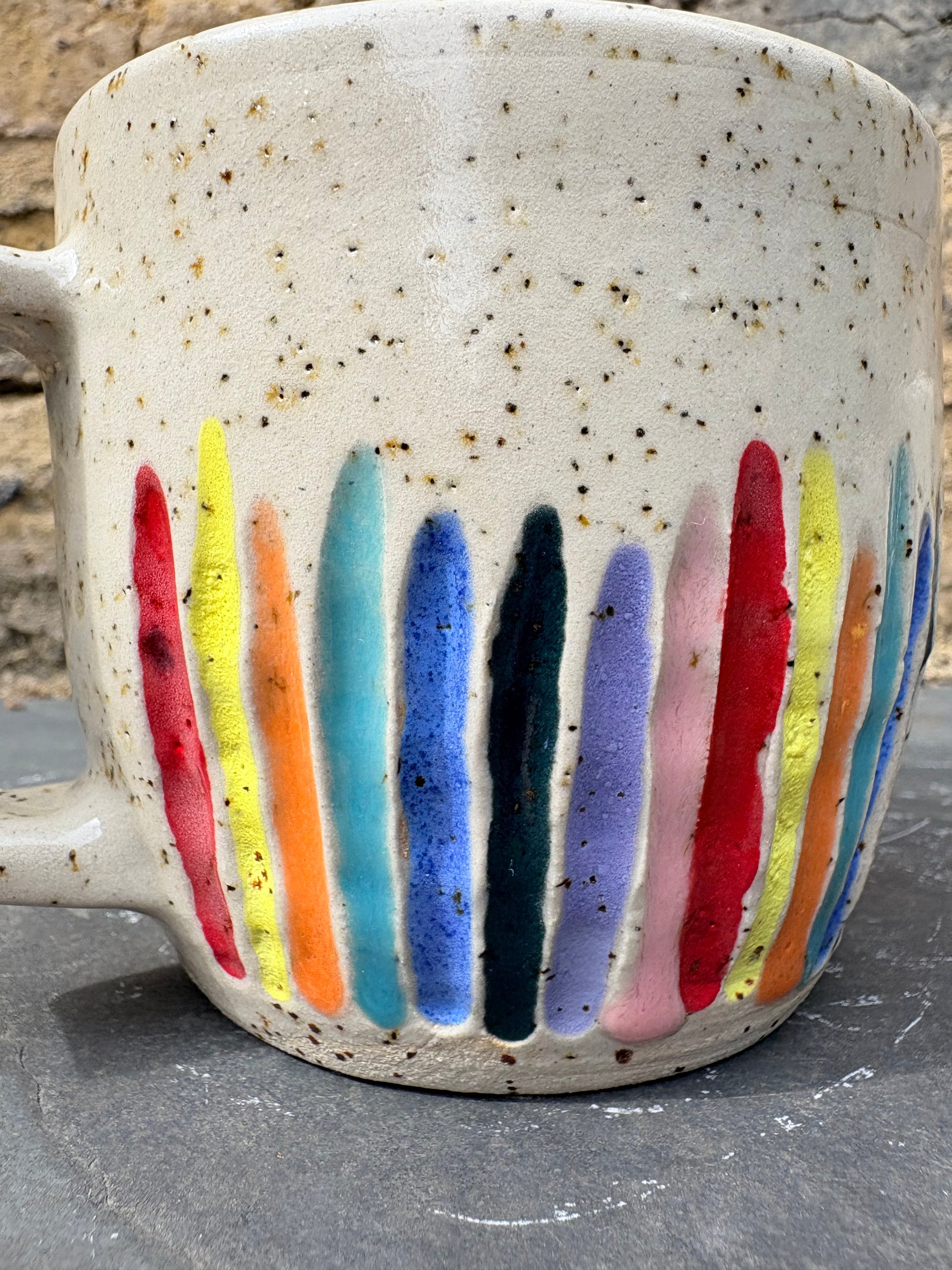 "fuck perfection" mug (rainbow stripes)