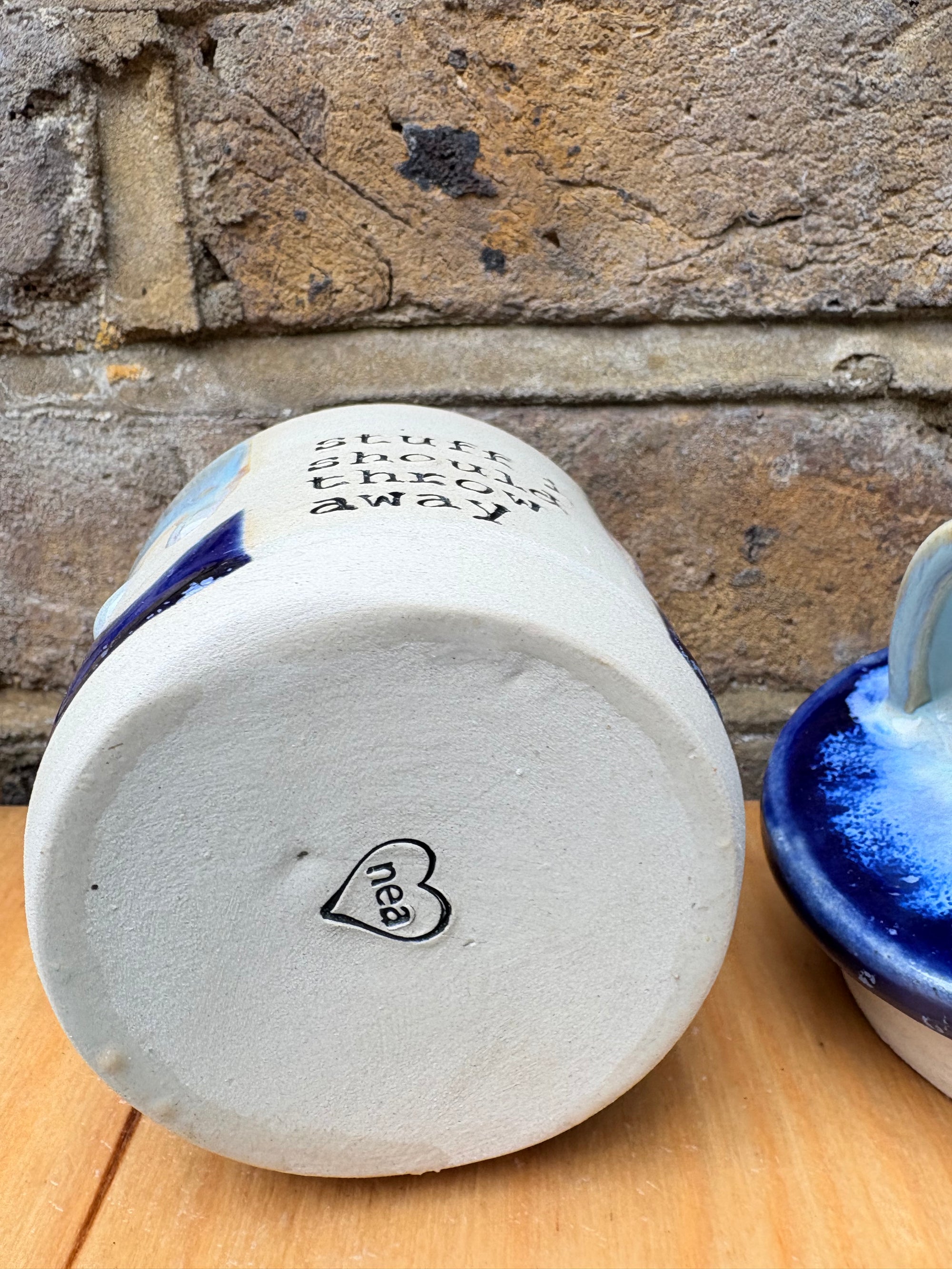 “stuff i should throw away" lidded pot (blue night sky)