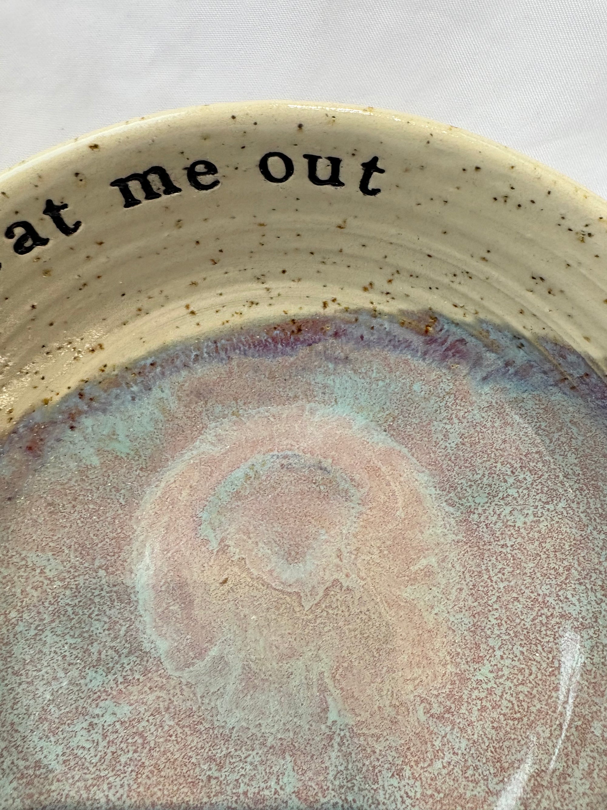 “eat me out" snack bowl (light blue sky)