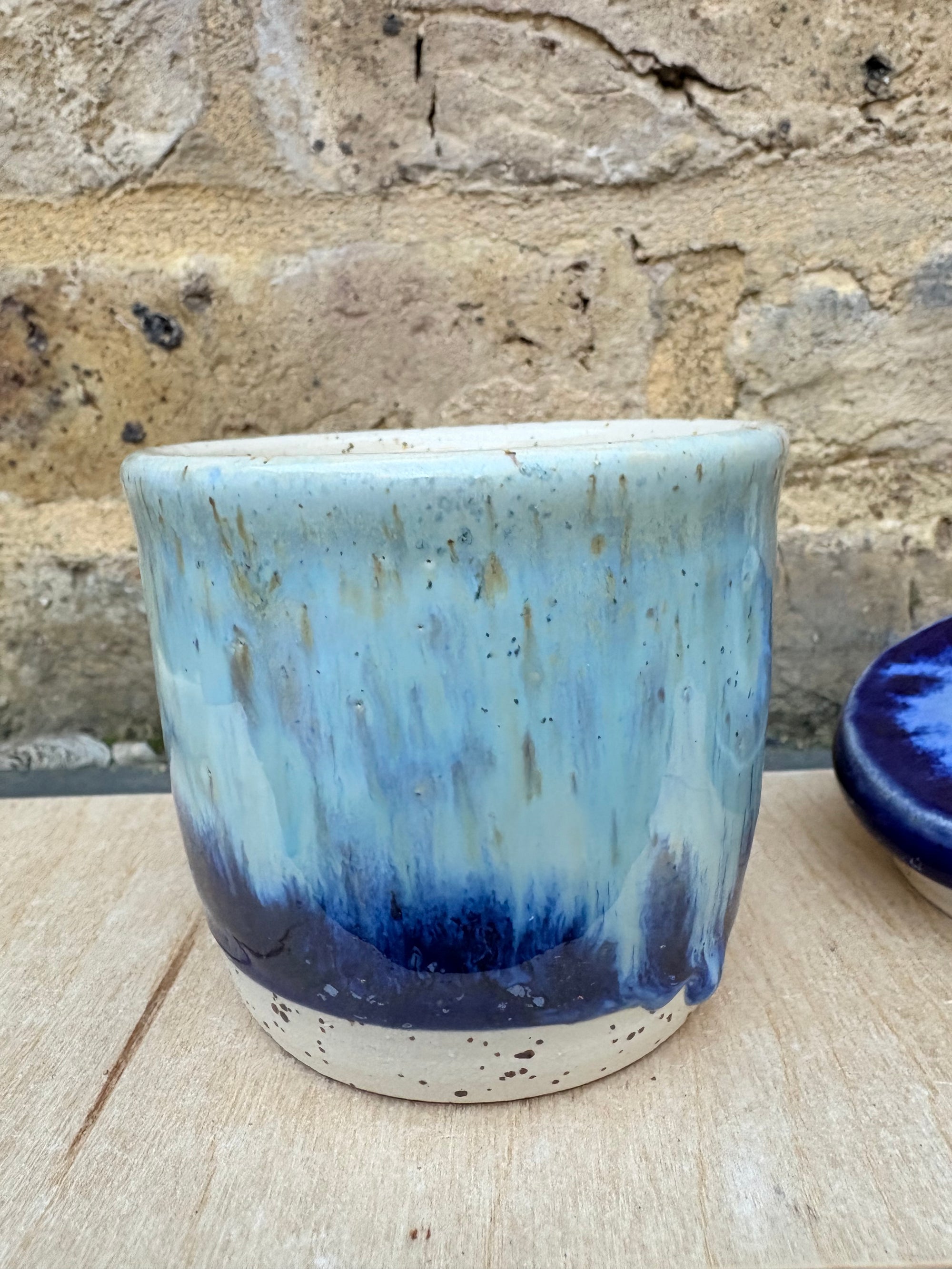 “little pot of horrors" lidded pot (blue night sky)