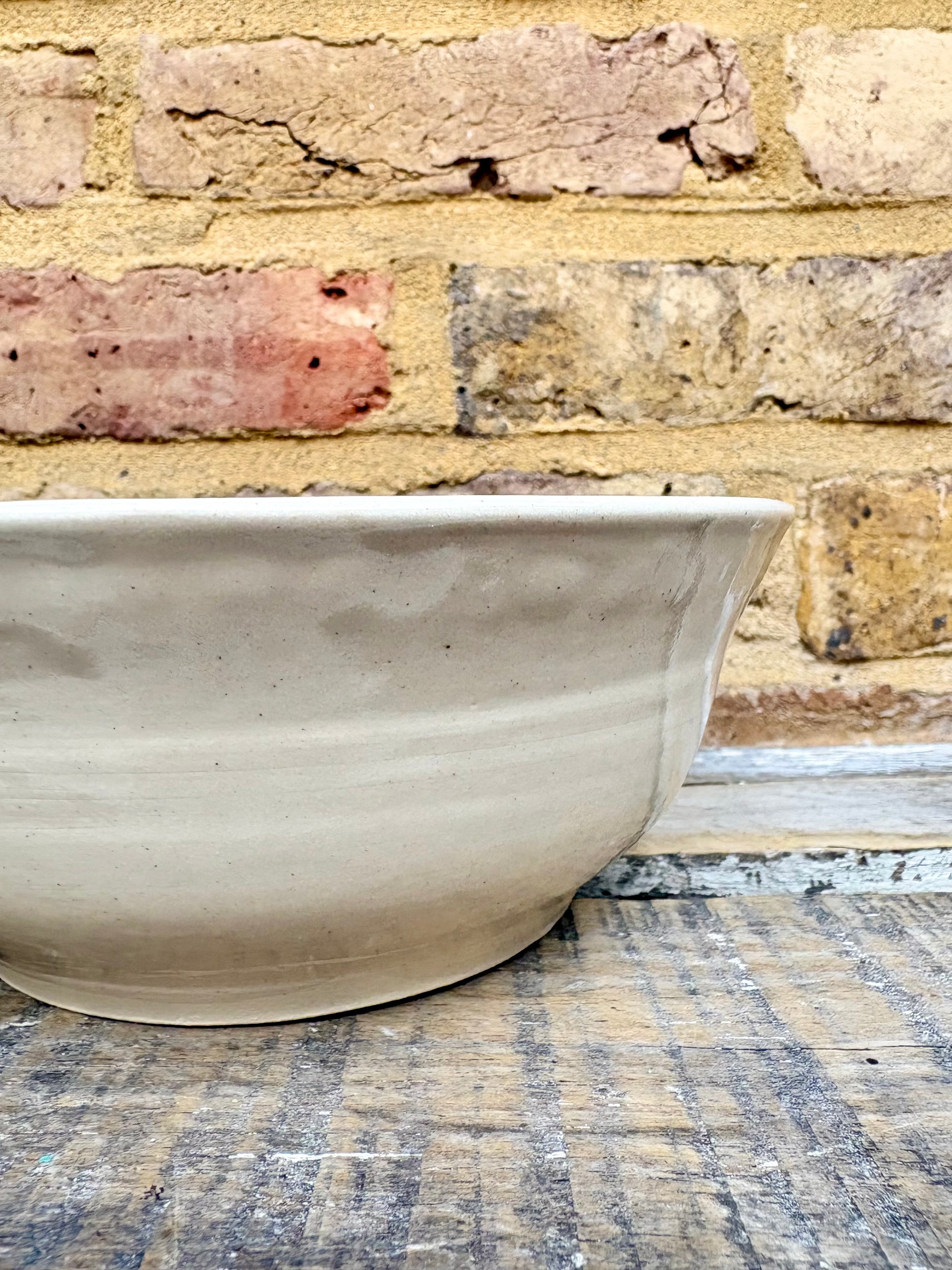 “eat, drink & fuck off by 9pm"  deep round salad/pasta bowl (pink, cream clay)