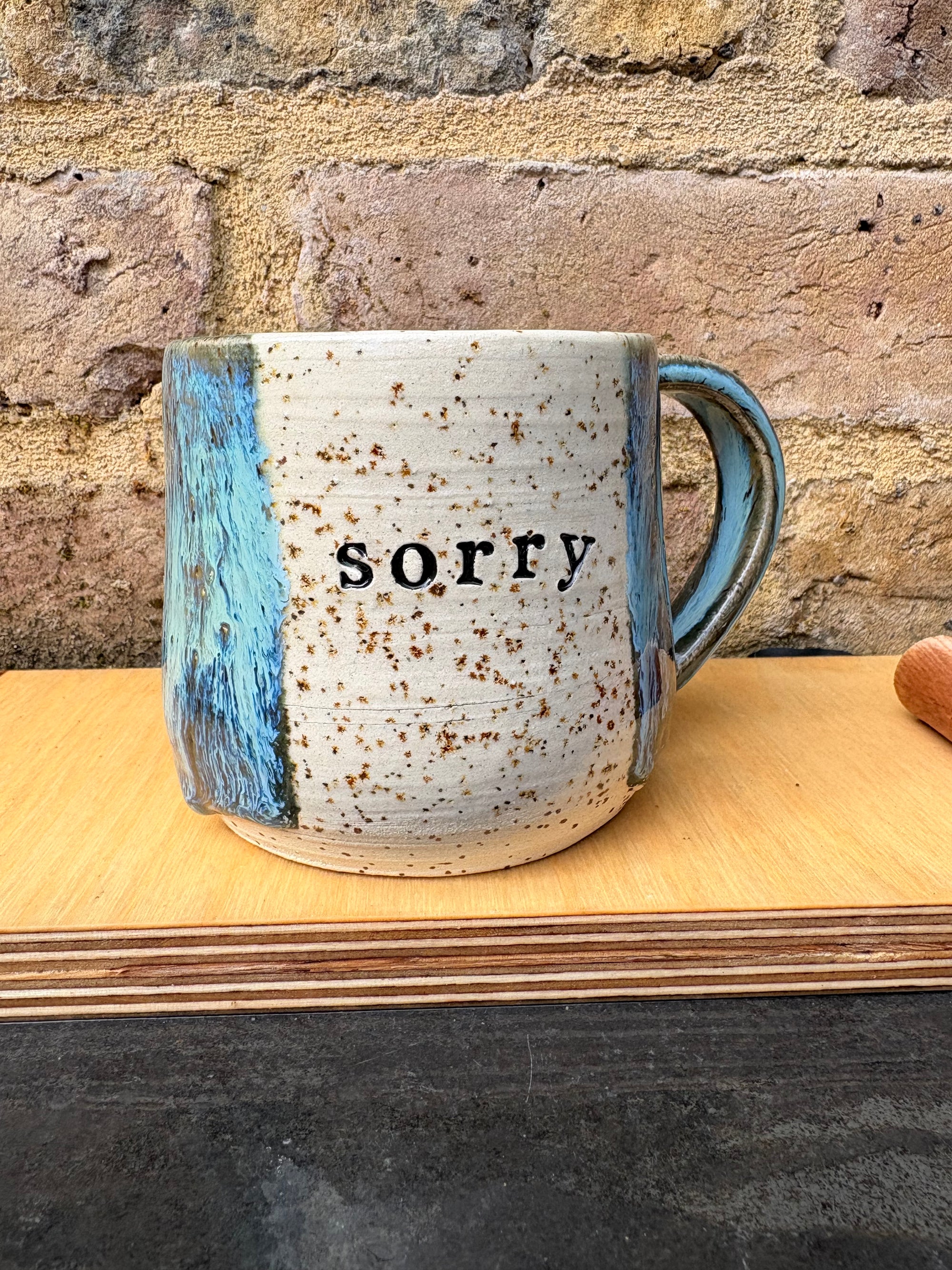 “Sorry" “not sorry” mug (blue night sky)