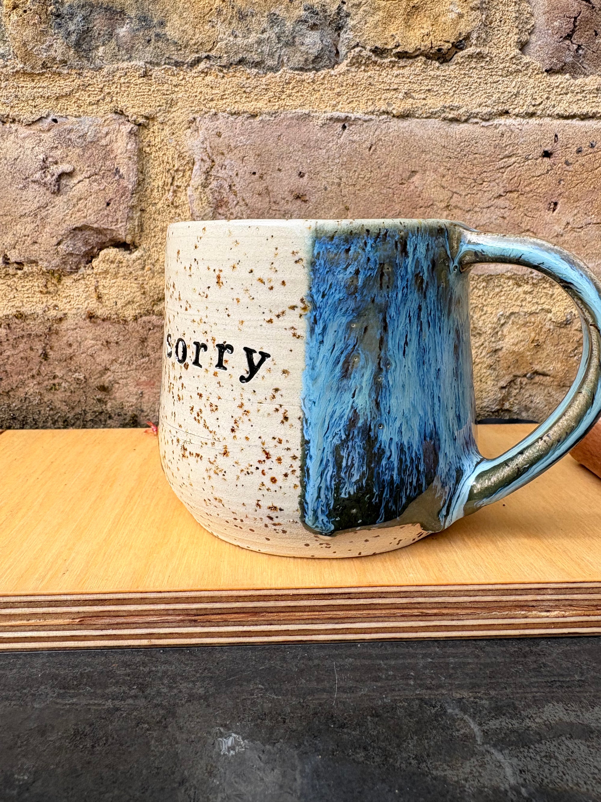 “Sorry" “not sorry” mug (blue night sky)