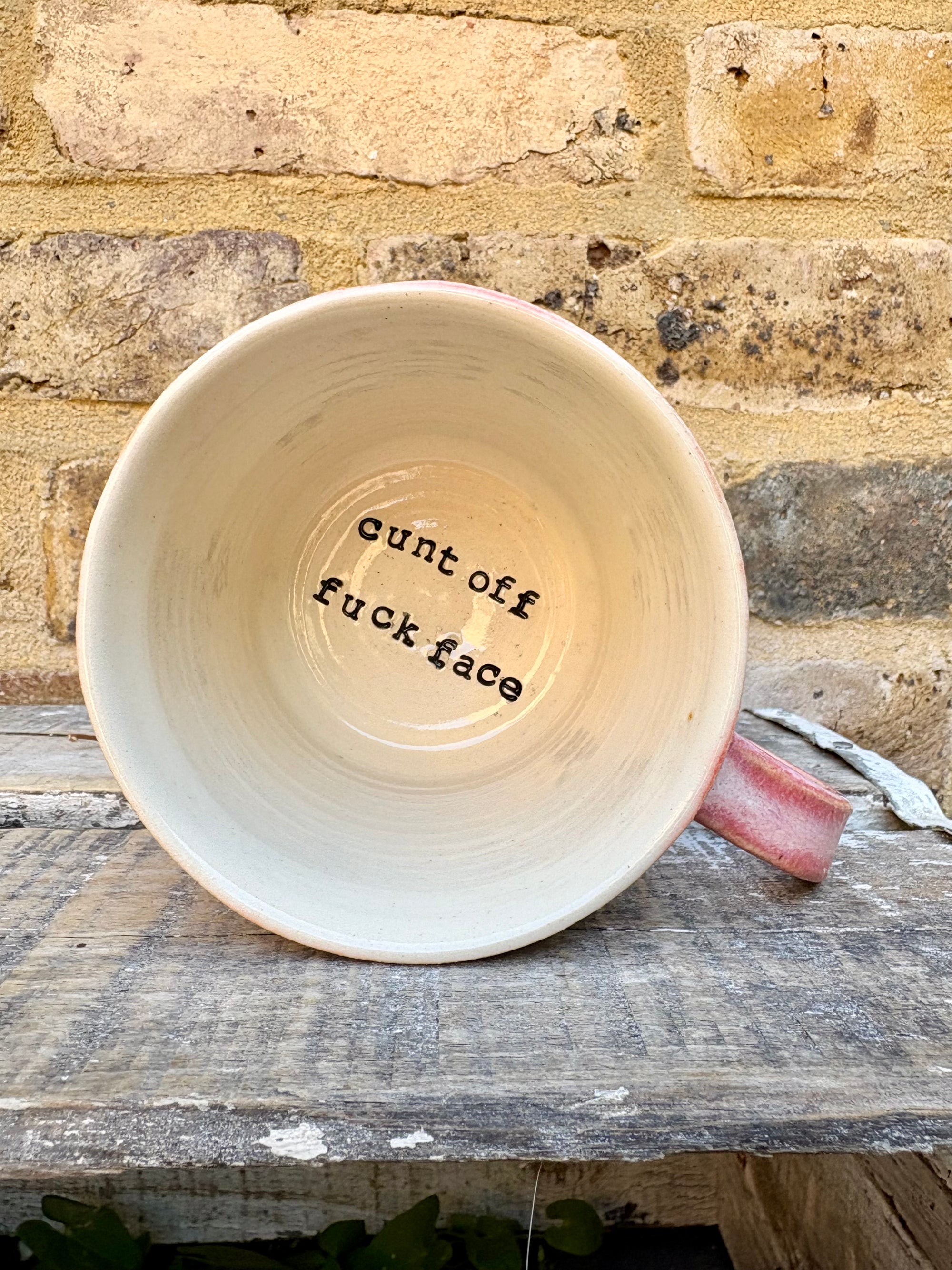 “cunt off fuck face" mug (pinks) plus bowl
