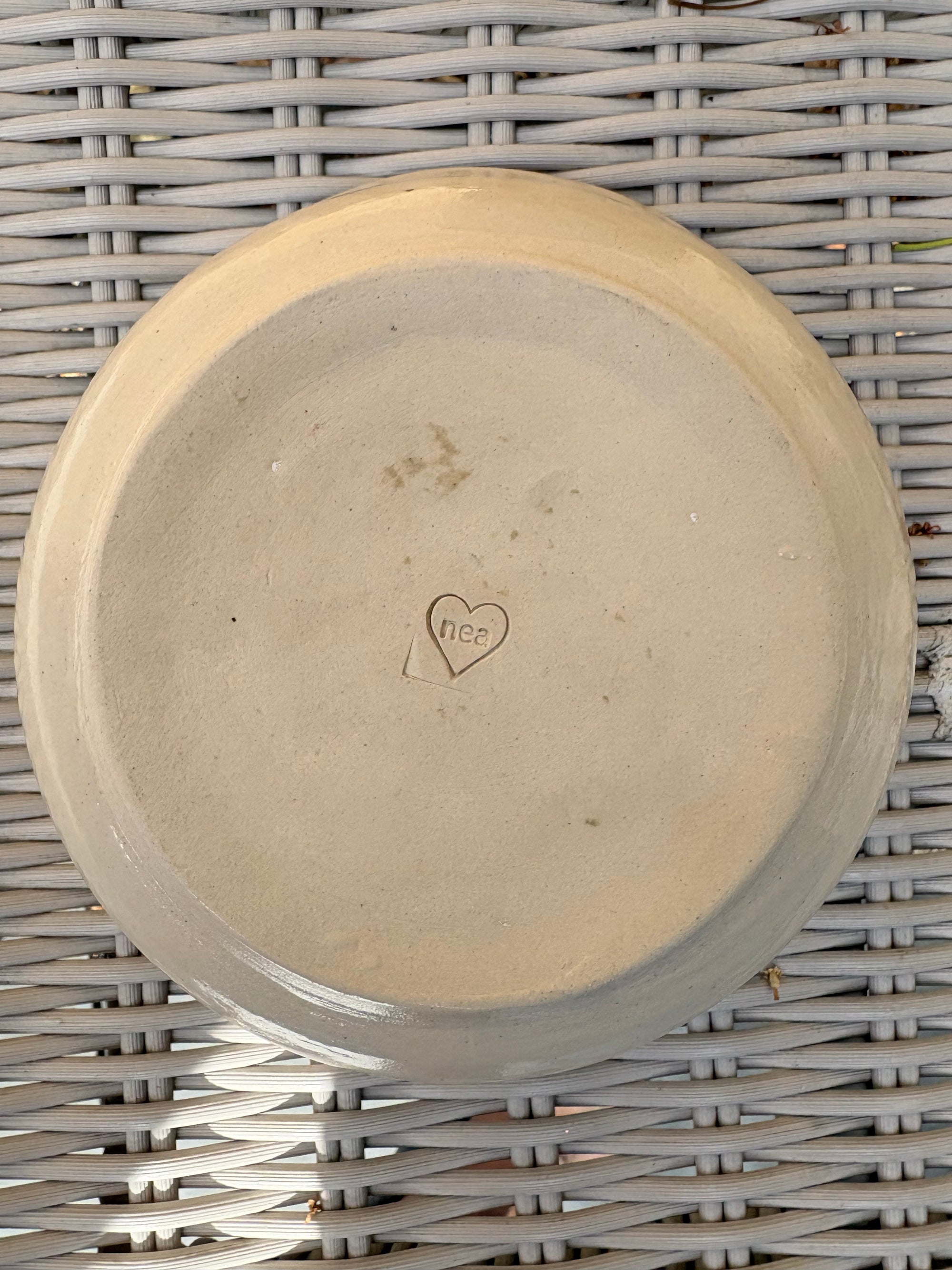 “eat, drink and fuck off by 9pm"  deep round salad/pasta bowl (pink, cream clay)