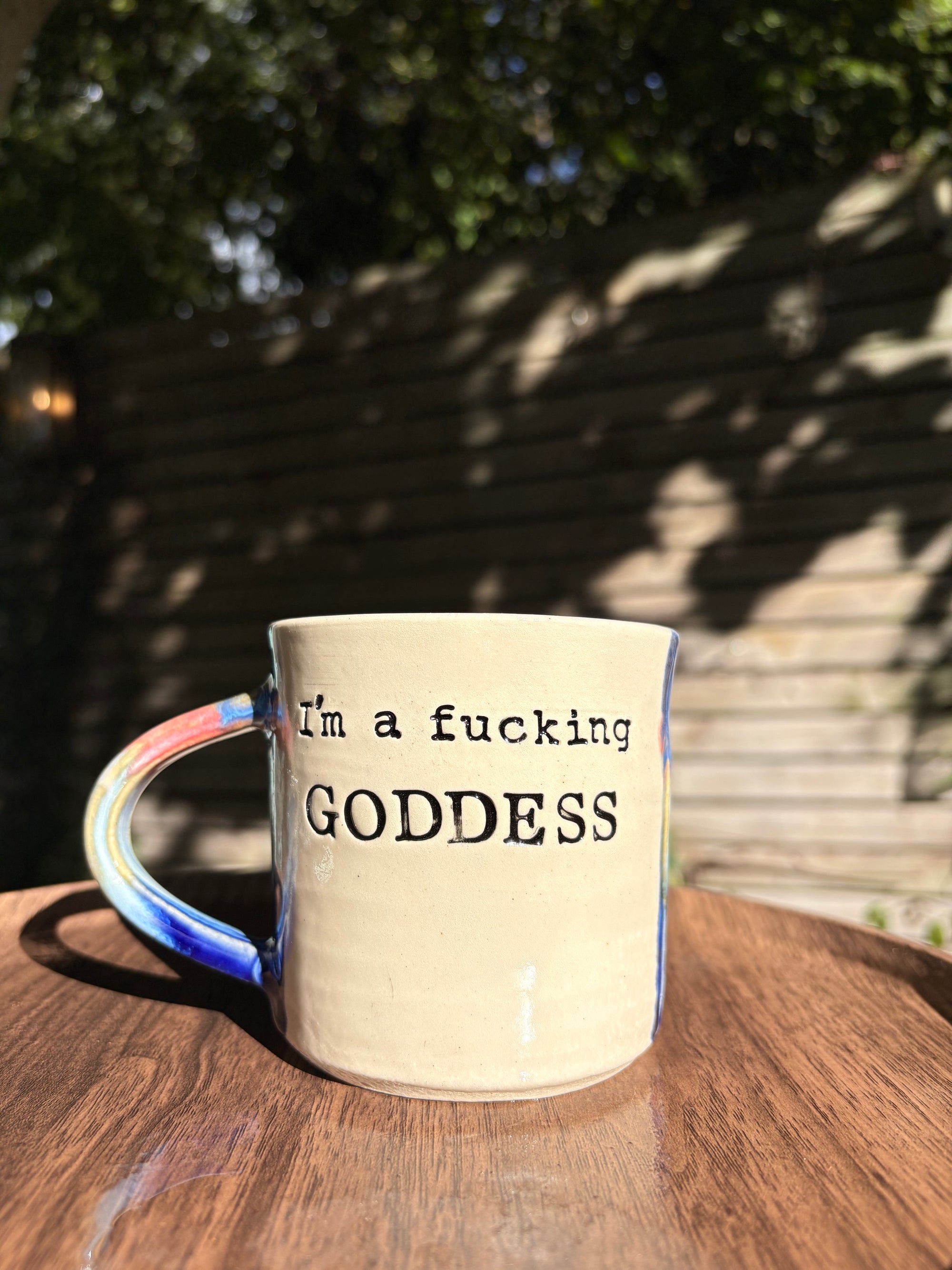 "I'm a fucking GODDESS" mug (blue night sky, 290ml)