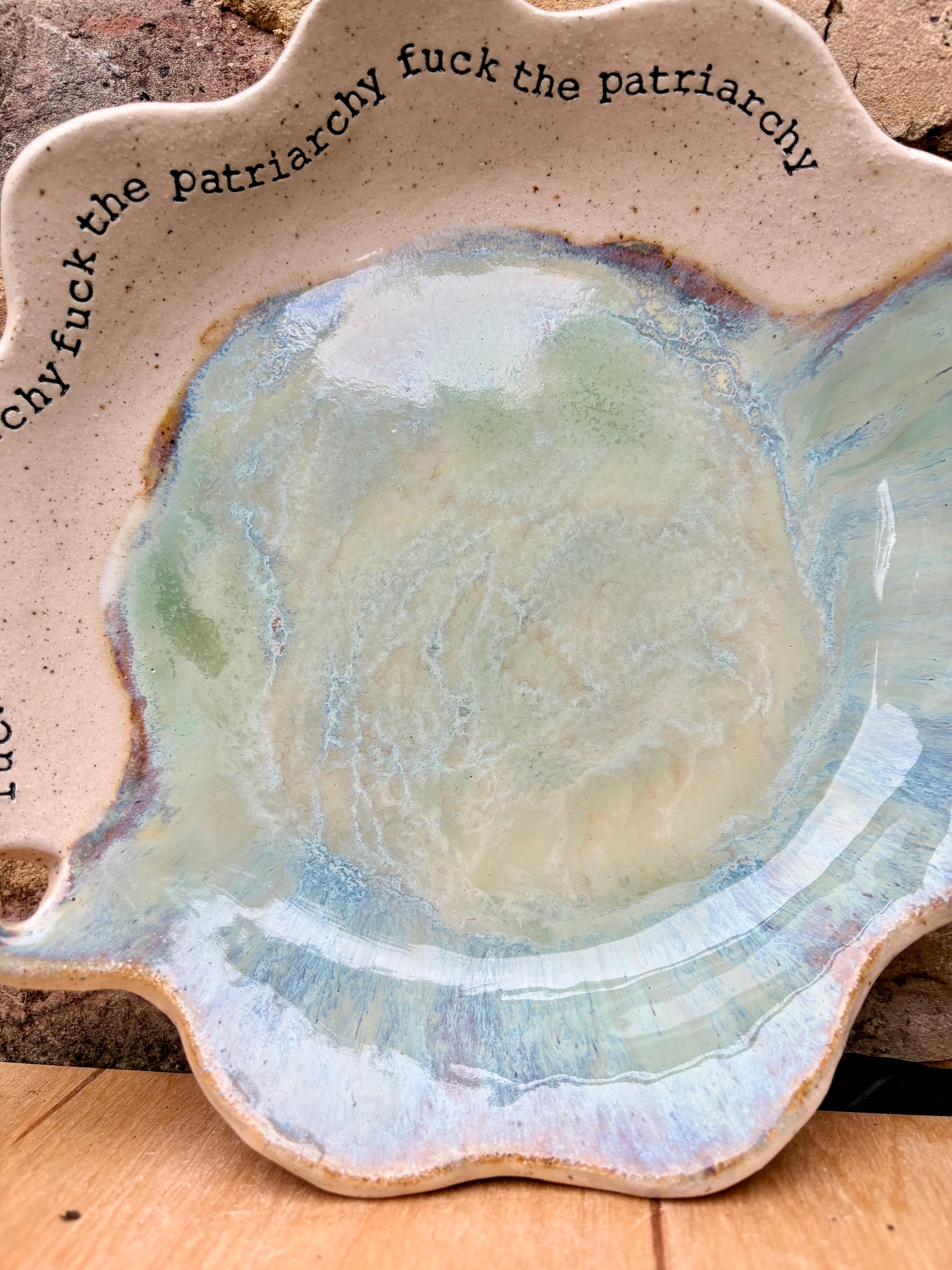 “fuck the patriarchy" large fruit bowl/dish