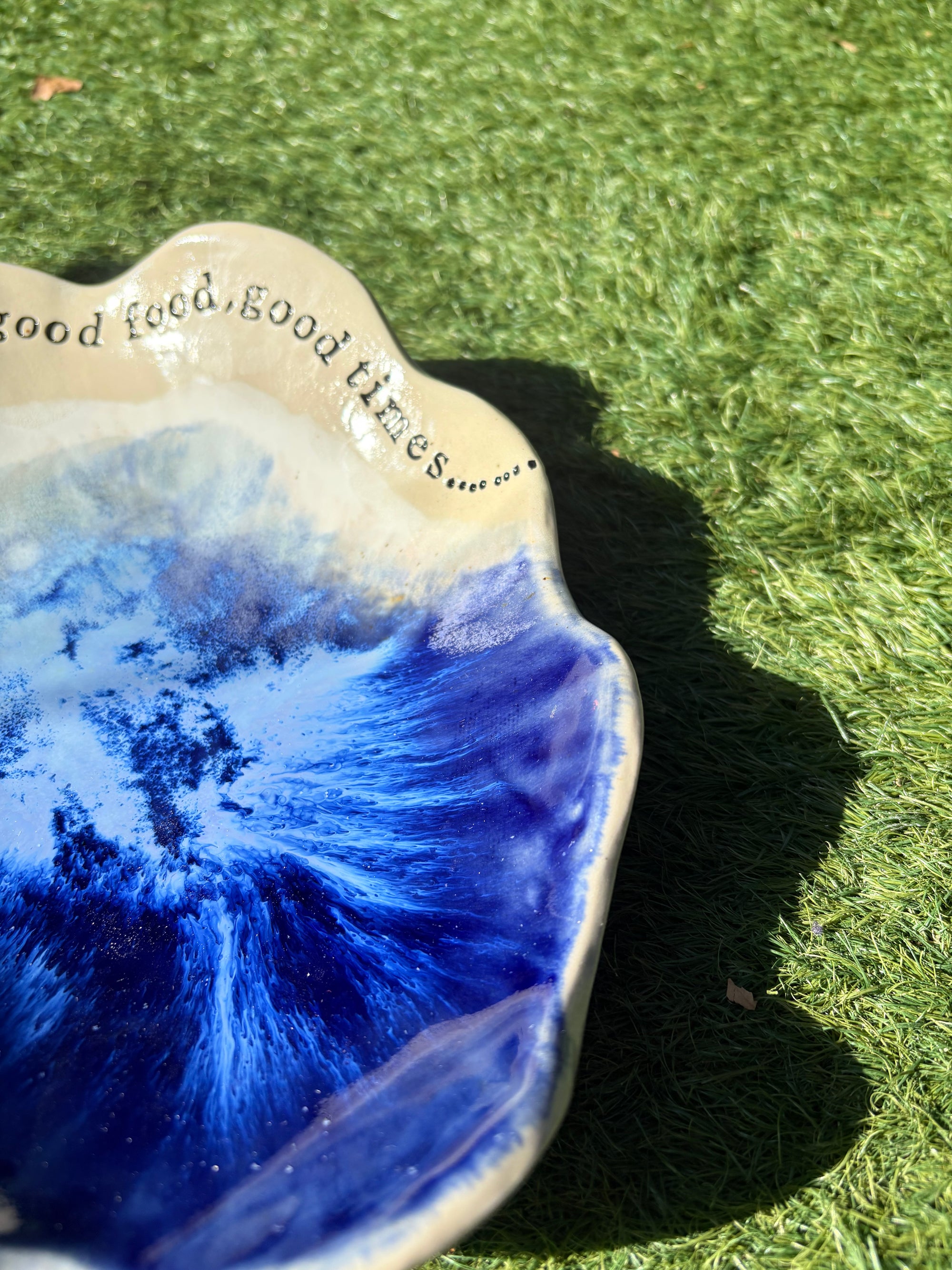 "good food, good wine, good times..." long salad dish