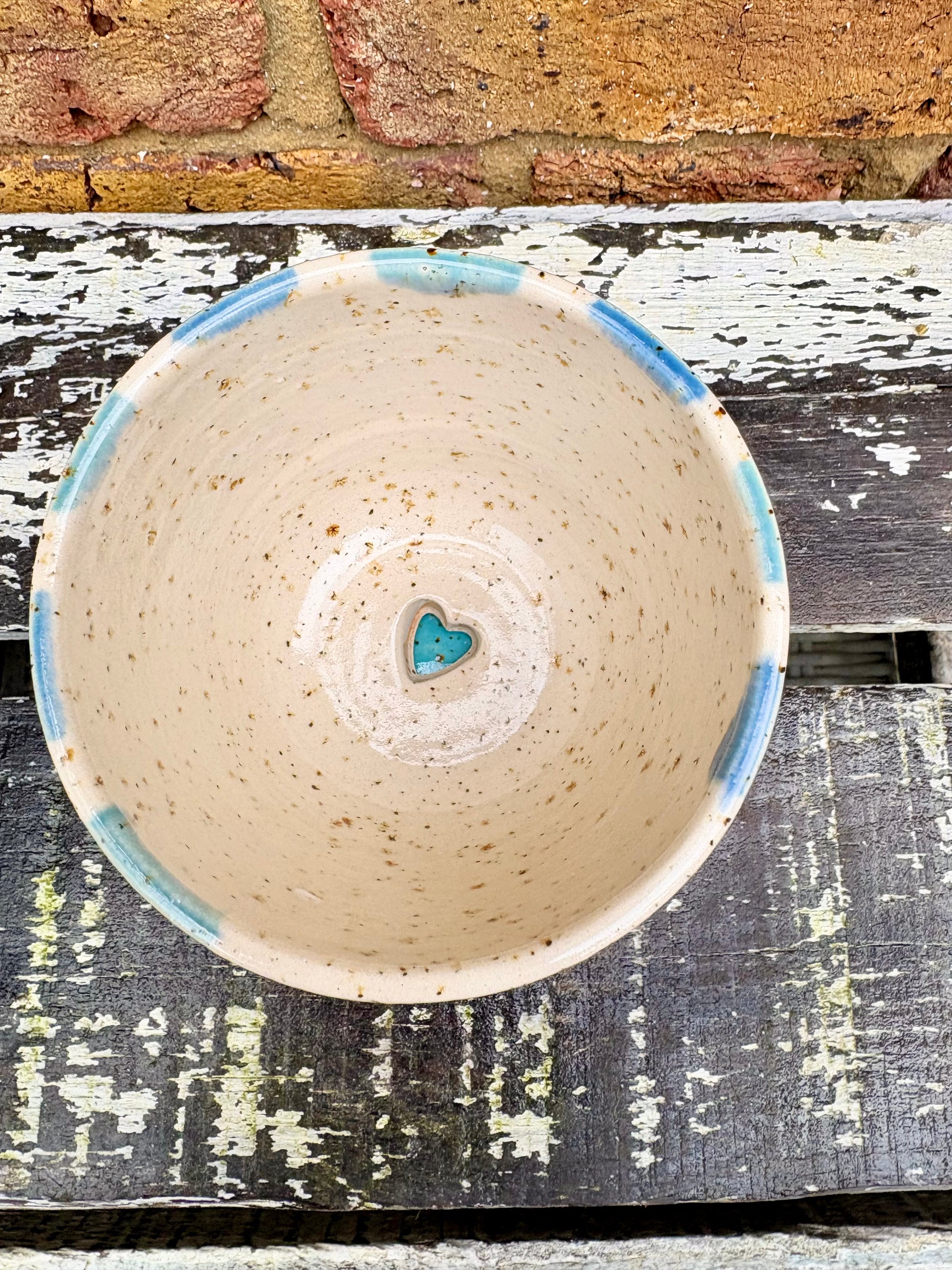 "don't let me die" planter with matching dish (blue stripe)