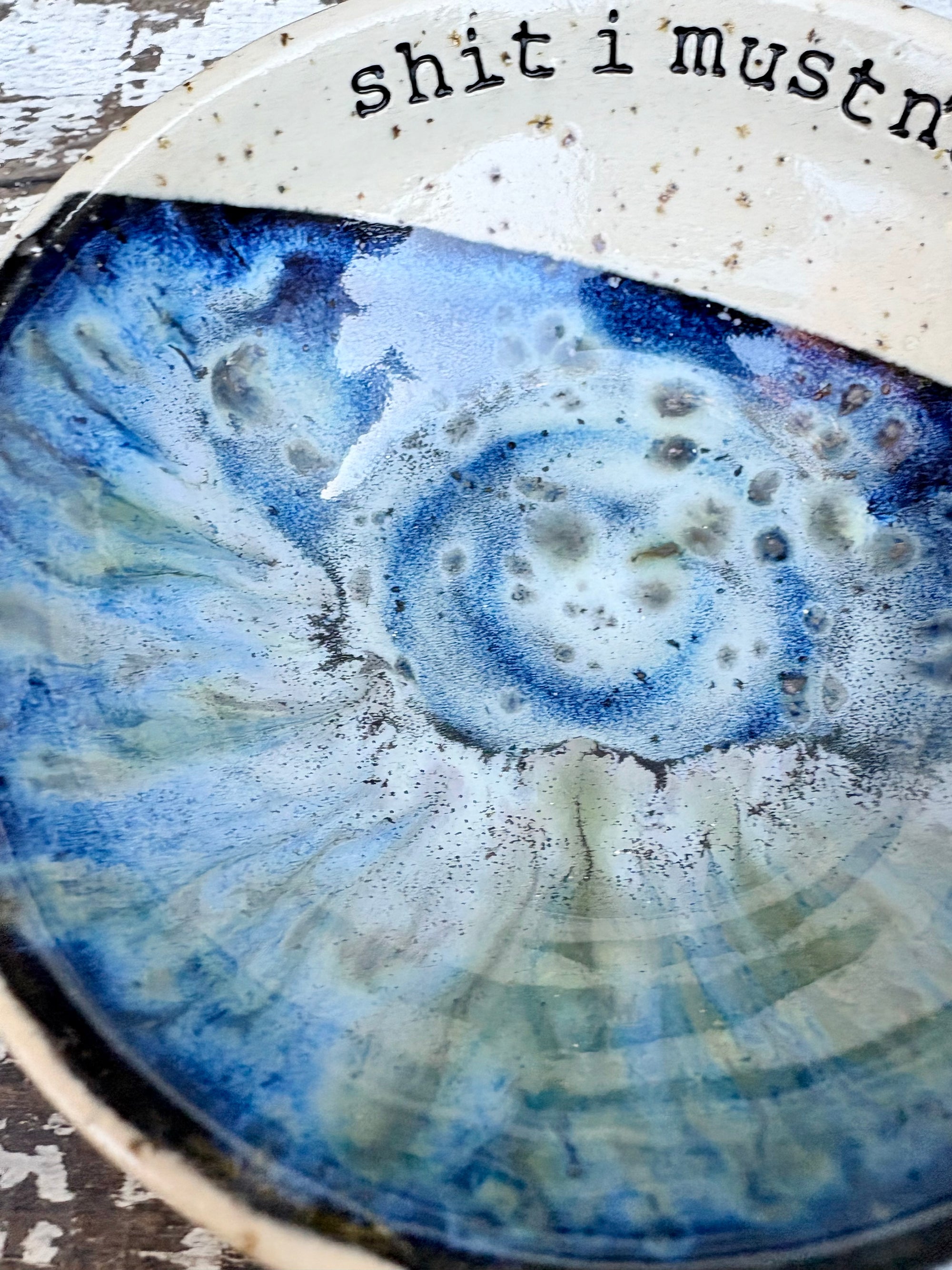 “shit I mustn't lose" trinket dish (antique blue)