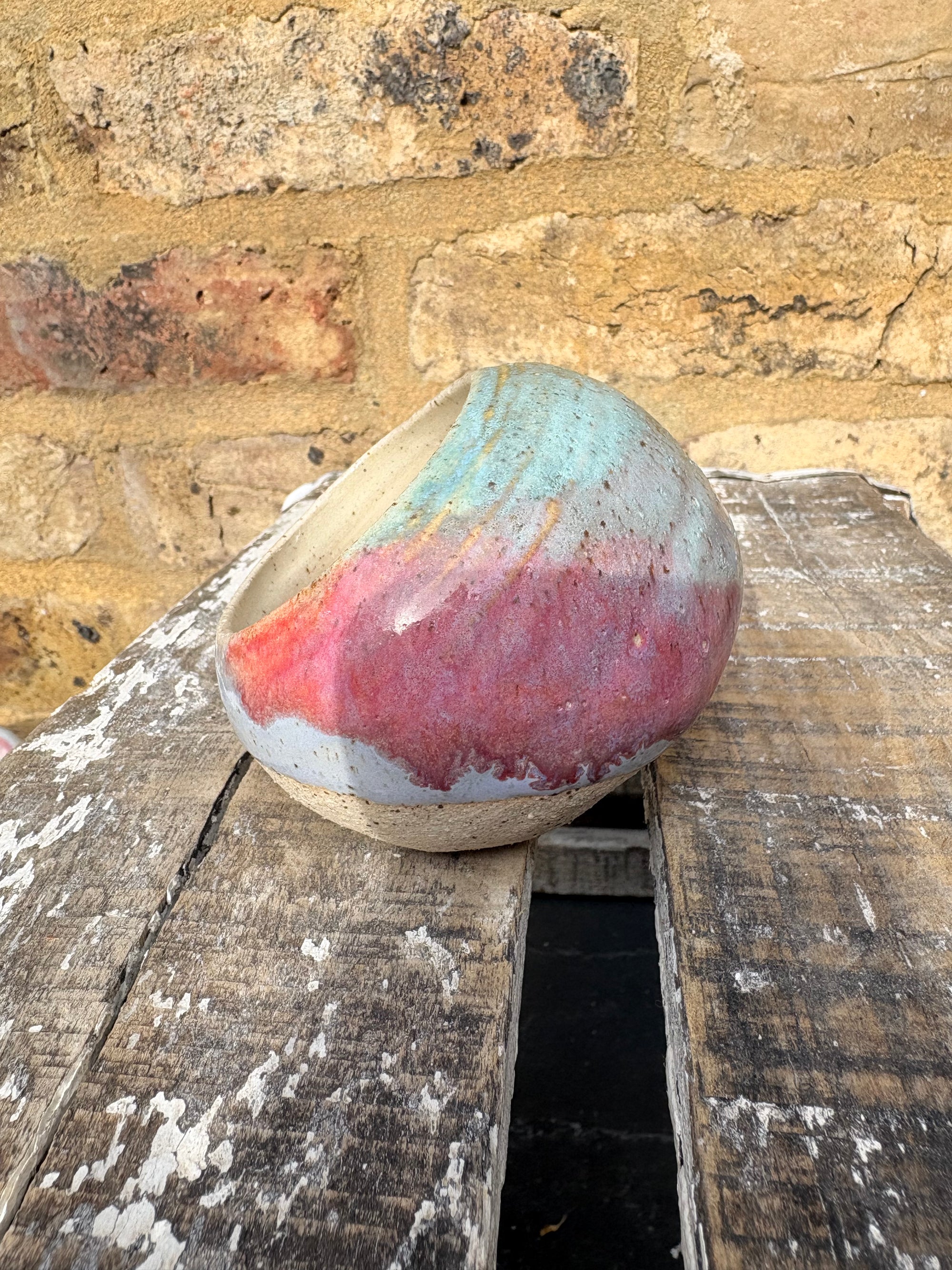 "salty bitch" table salt pig/ pinch pot (turquoise/pink)